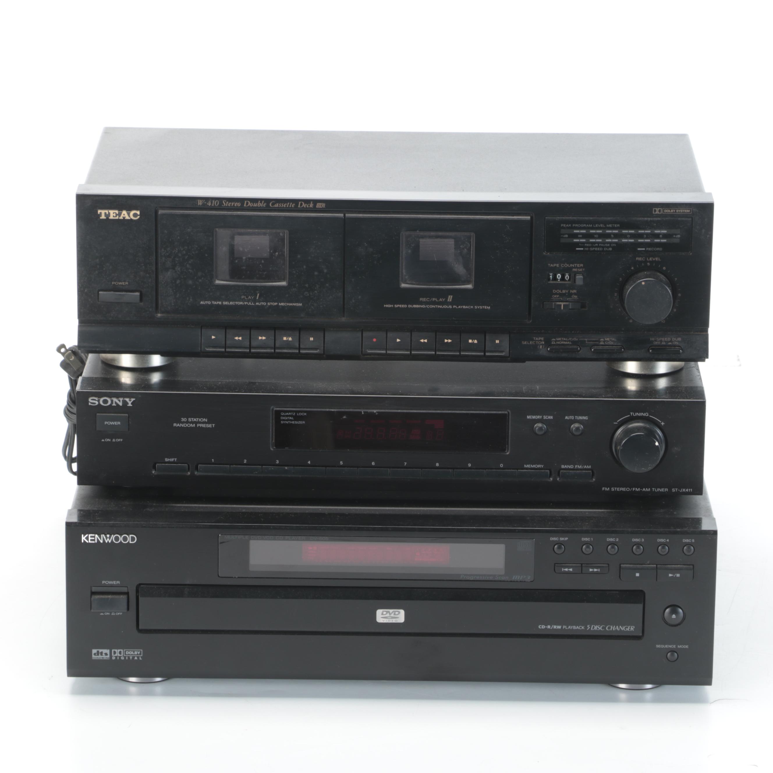 Sony ST-JX411 Stereo FM/AM Tuner with Kenwood DV-605 Disc Player and More