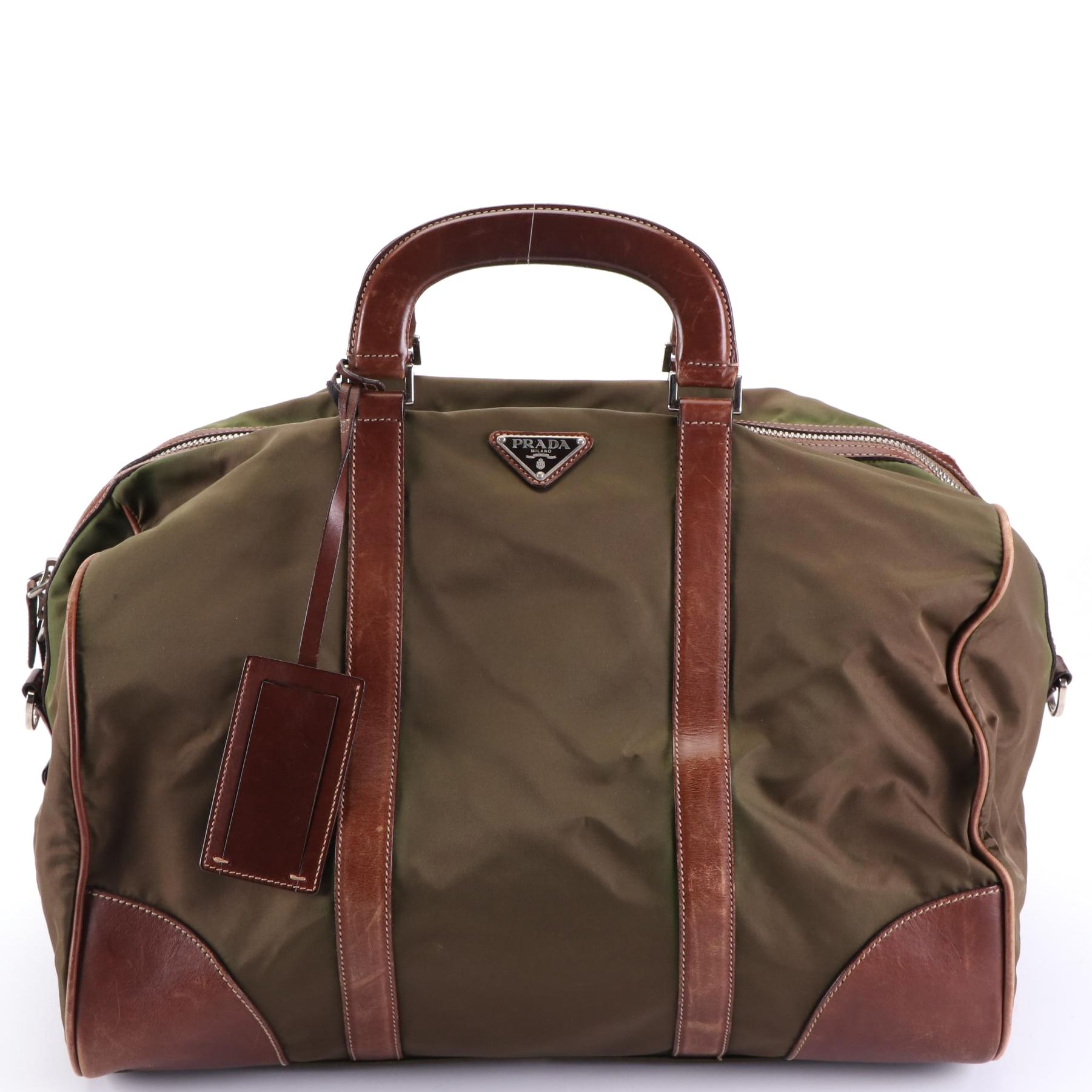 Prada Weekender Bag in Tessuto Nylon and Leather with Shoulder Strap