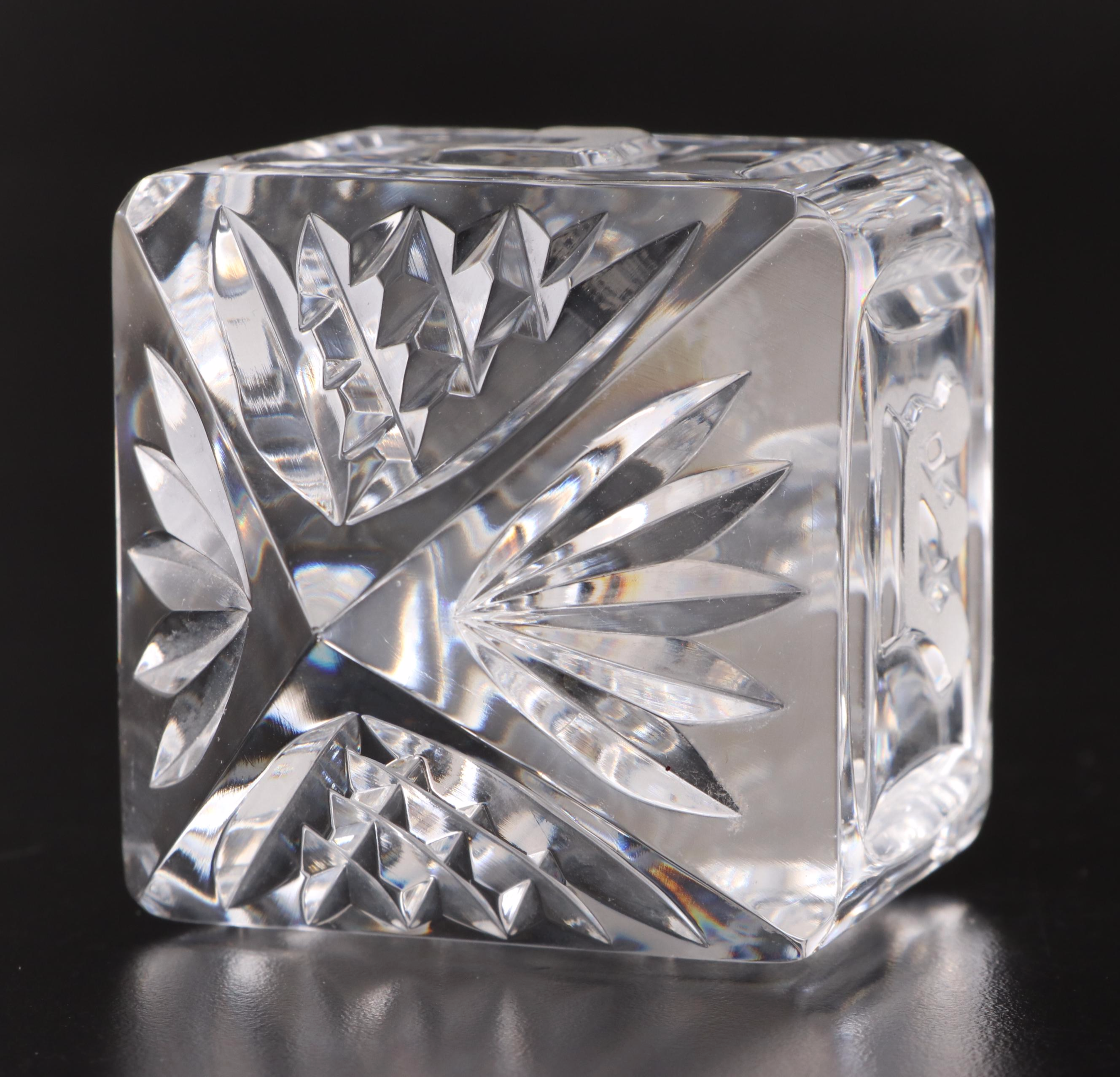 Waterford Crystal Dreidel and Star of David Paperweights