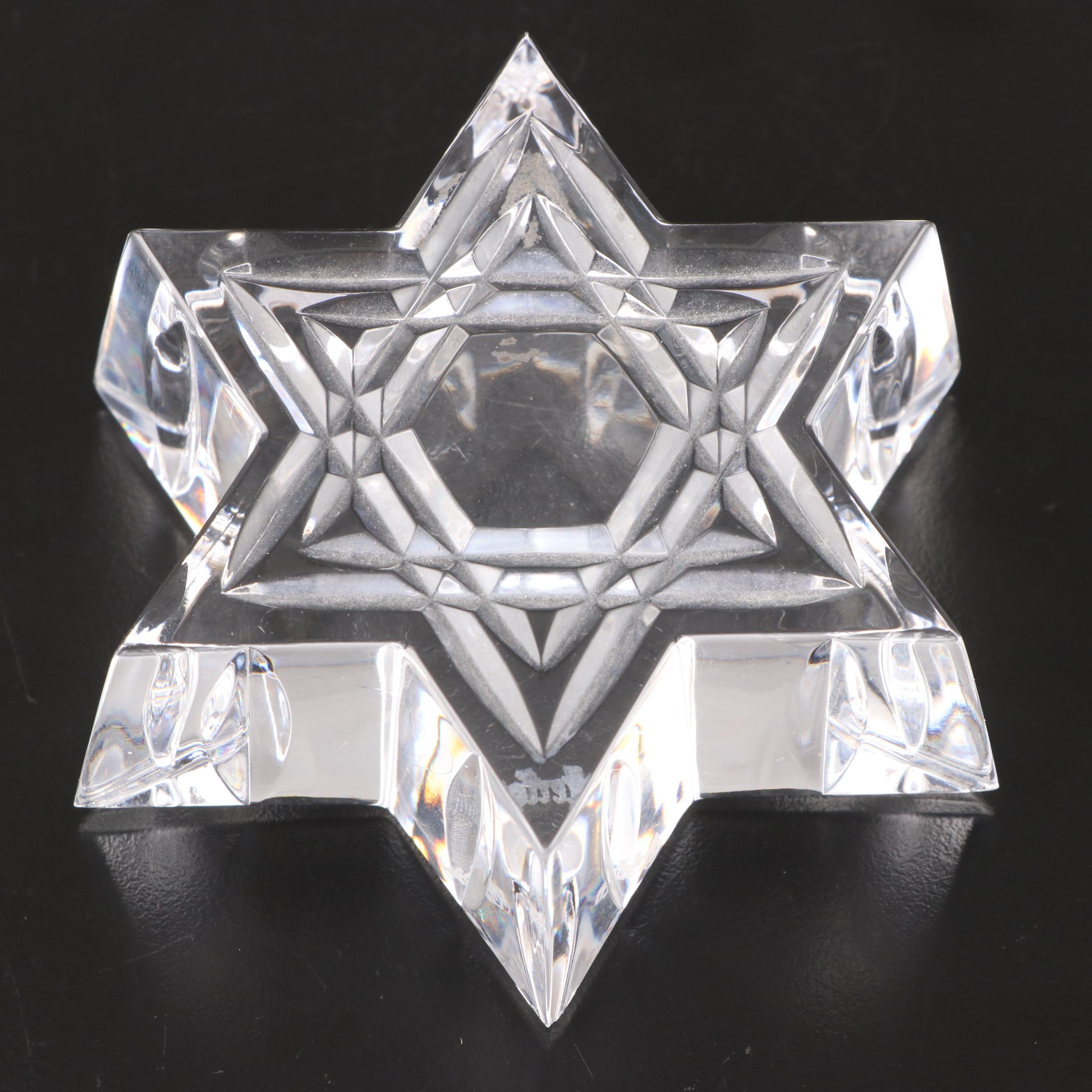 Waterford Crystal Dreidel and Star of David Paperweights