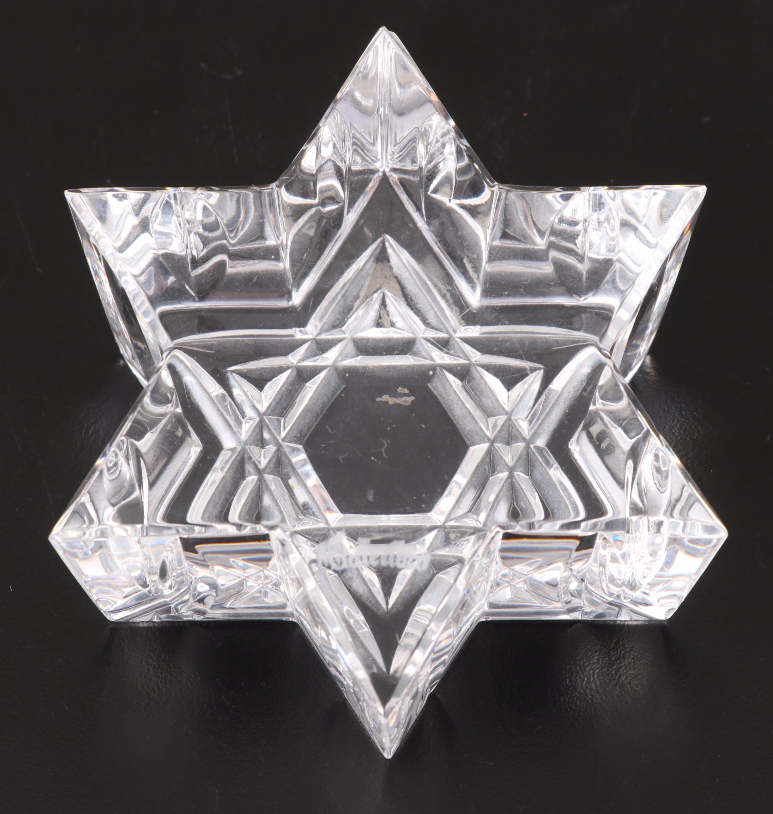 Waterford Crystal Dreidel and Star of David Paperweights