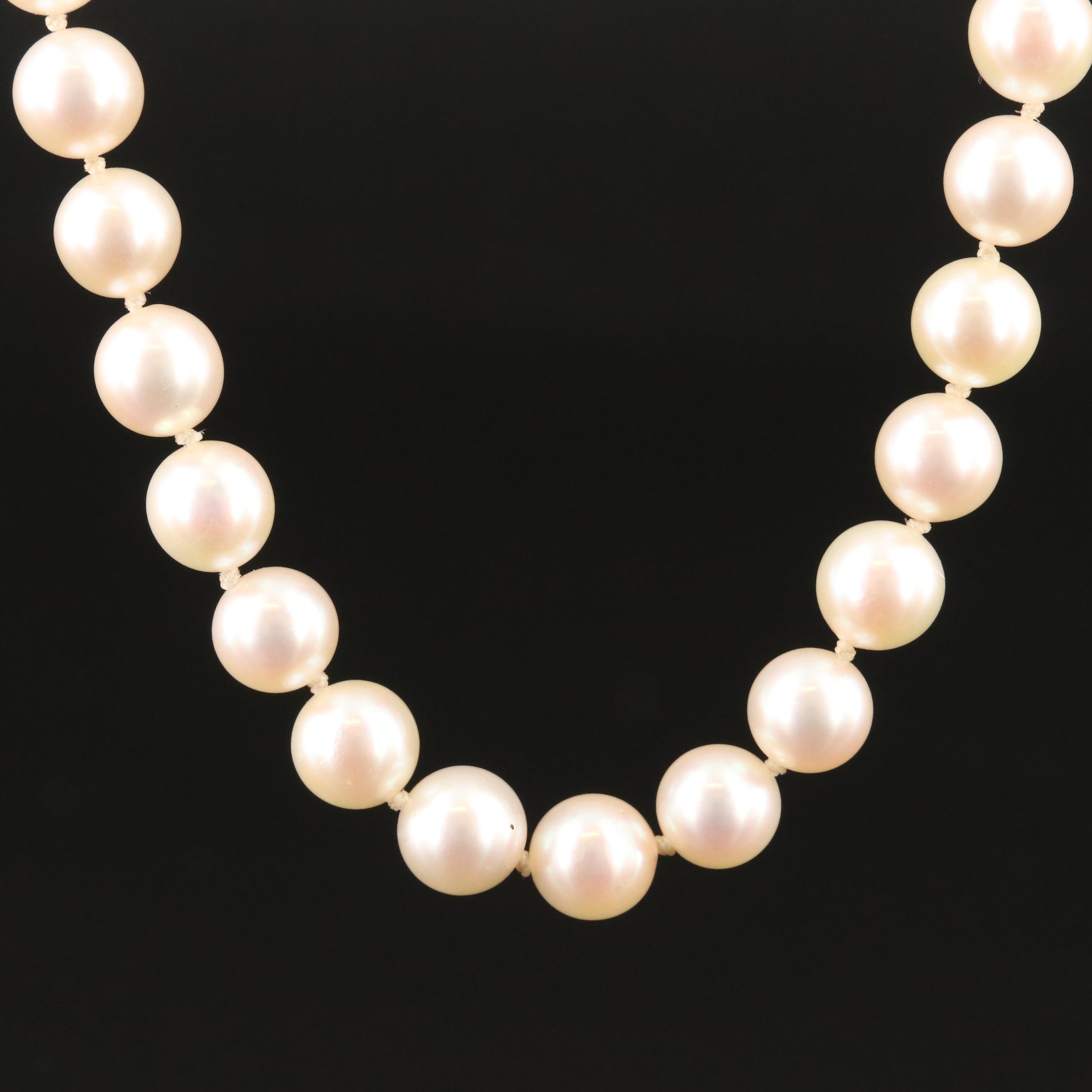 Pearl and Diamond Necklace with 14K Clasp