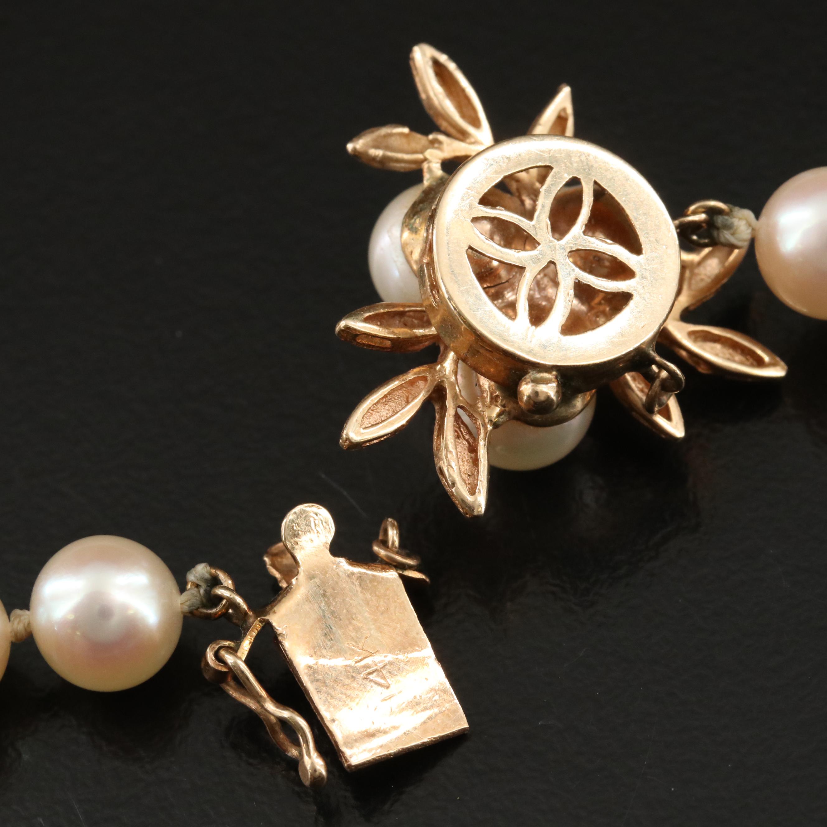 Pearl and Diamond Necklace with 14K Clasp
