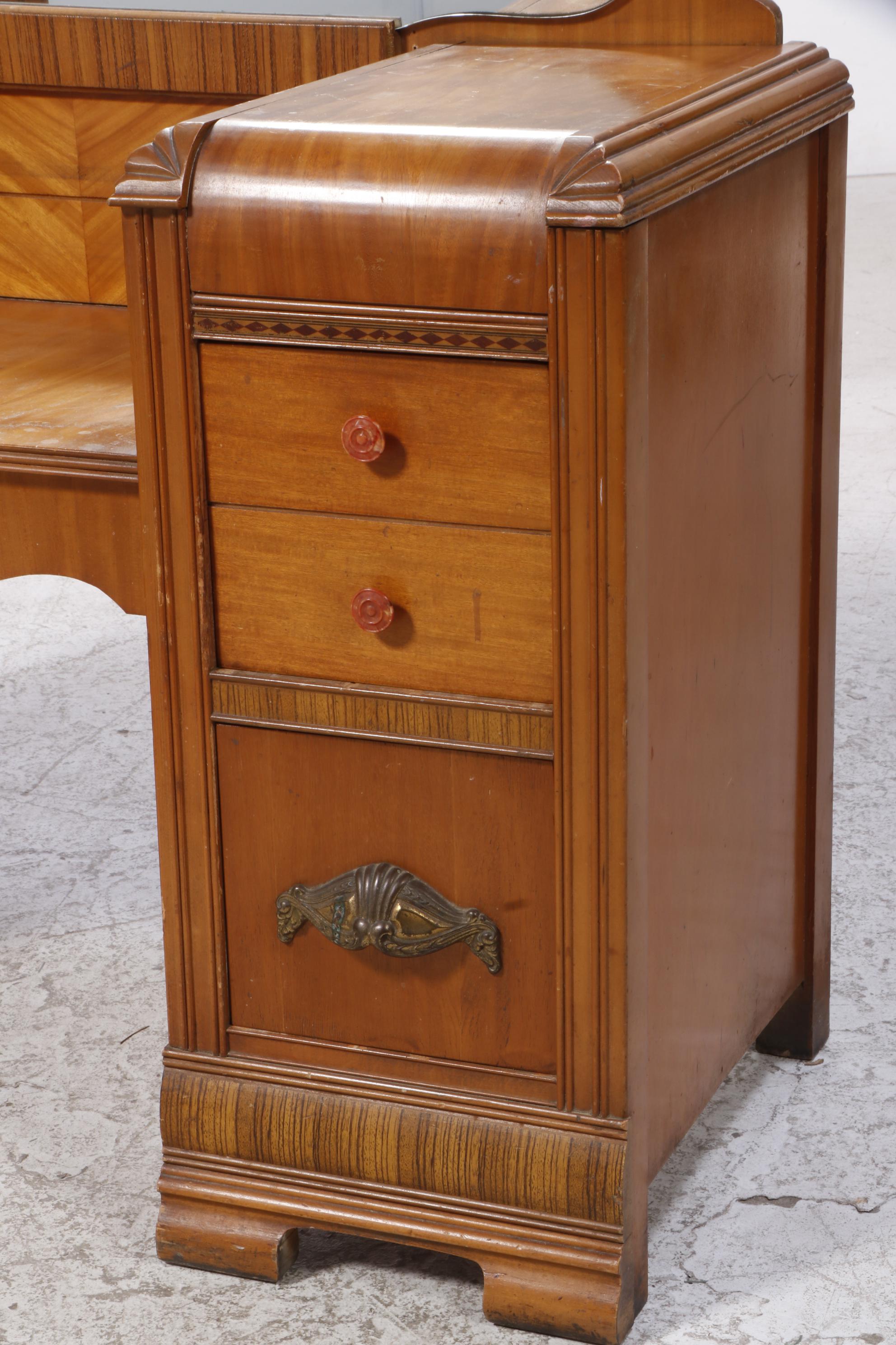 Webb Furniture Co. Art Deco Waterfall Vanity Table and Stool, circa 1930