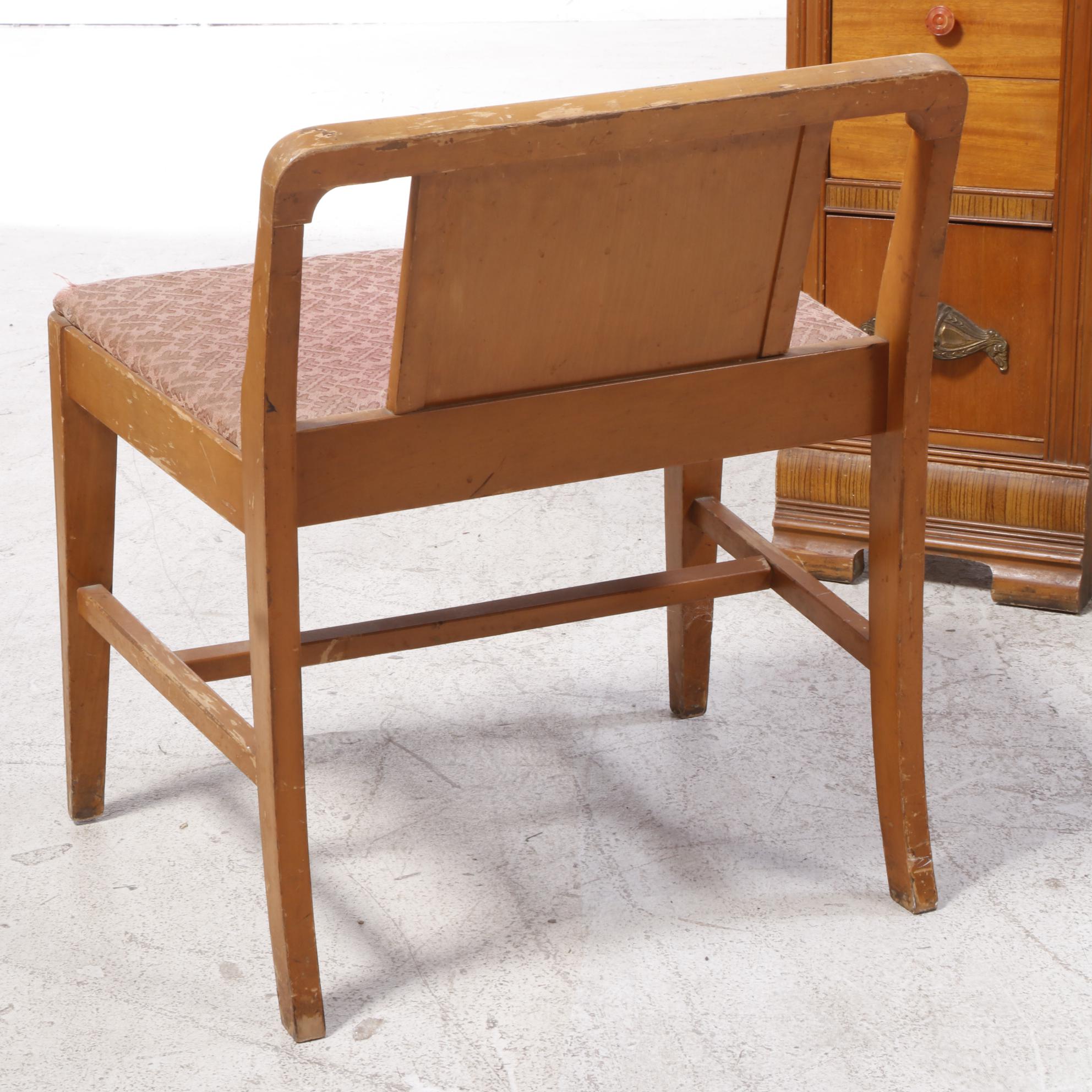 Webb Furniture Co. Art Deco Waterfall Vanity Table and Stool, circa 1930