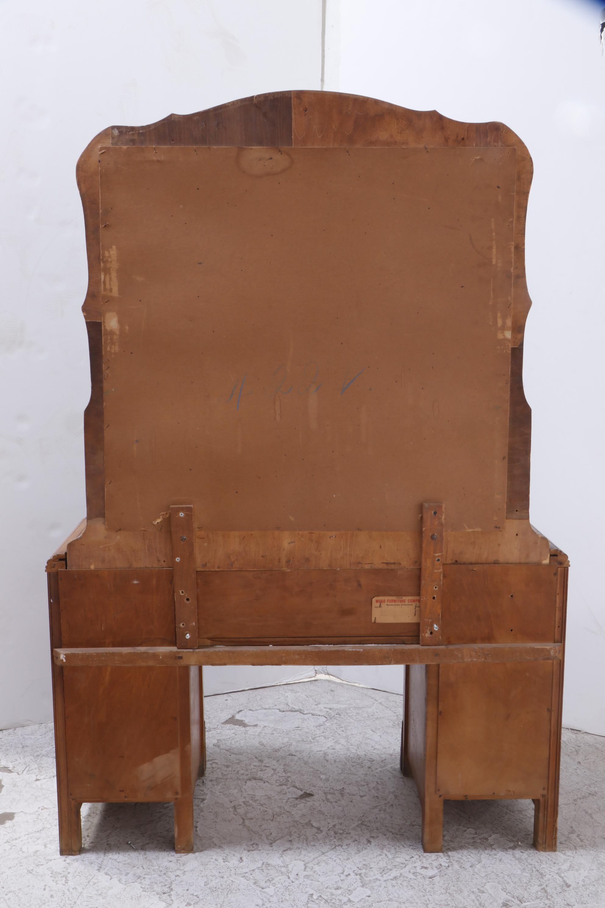 Webb Furniture Co. Art Deco Waterfall Vanity Table and Stool, circa 1930