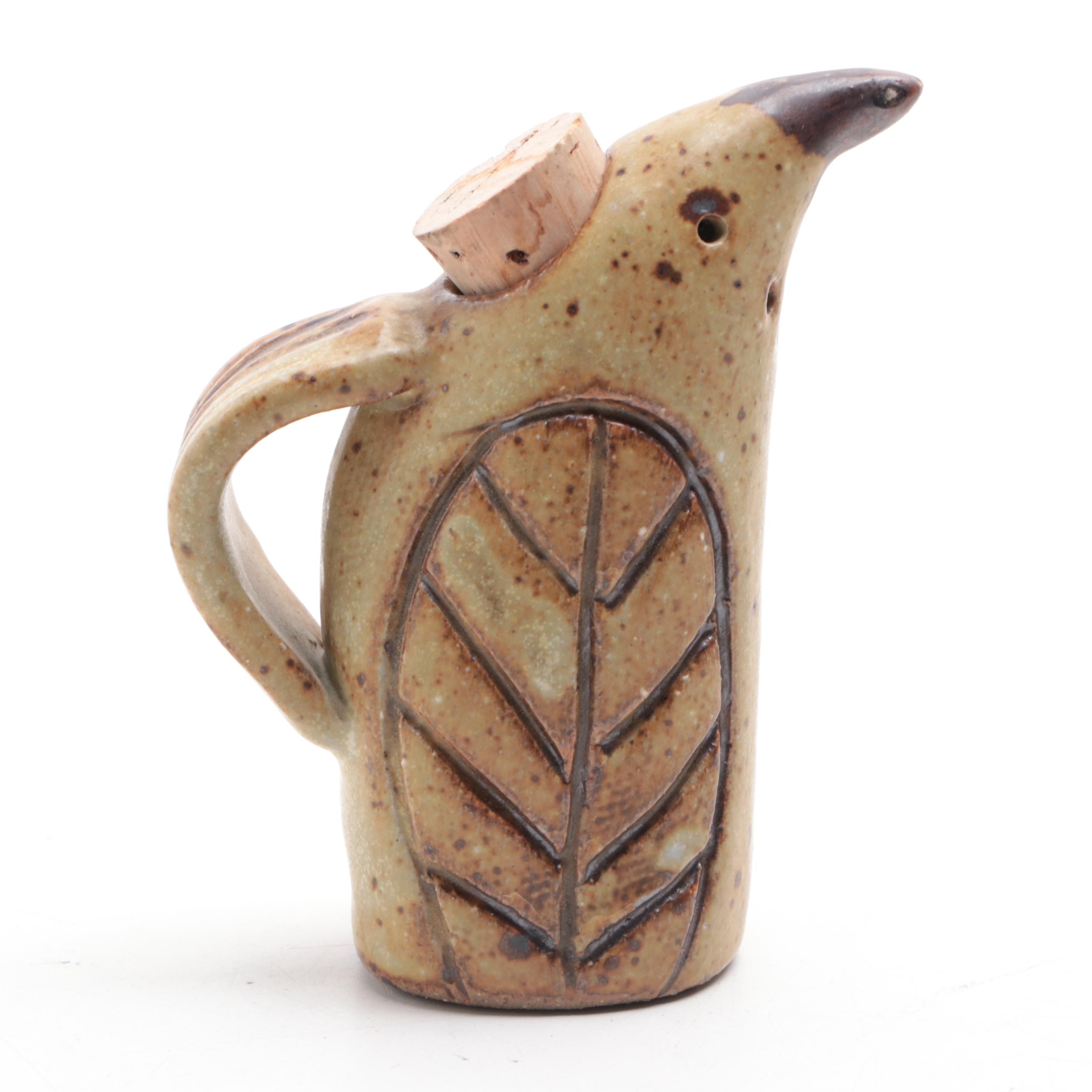 Abraham Palatnik Lucite Owl Sculpture with Bird Motif Ceramic Shakers