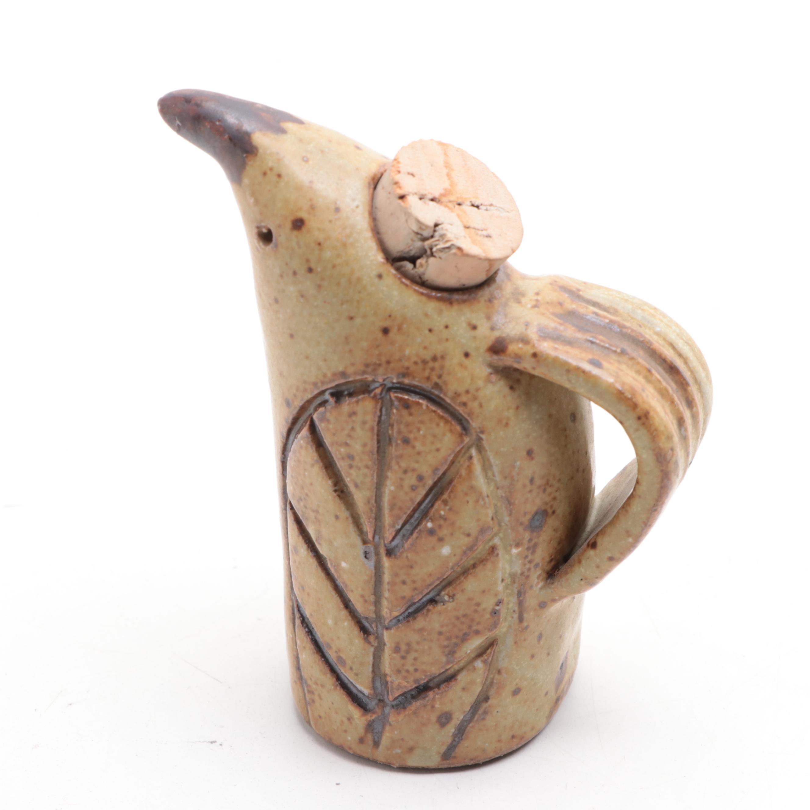 Abraham Palatnik Lucite Owl Sculpture with Bird Motif Ceramic Shakers