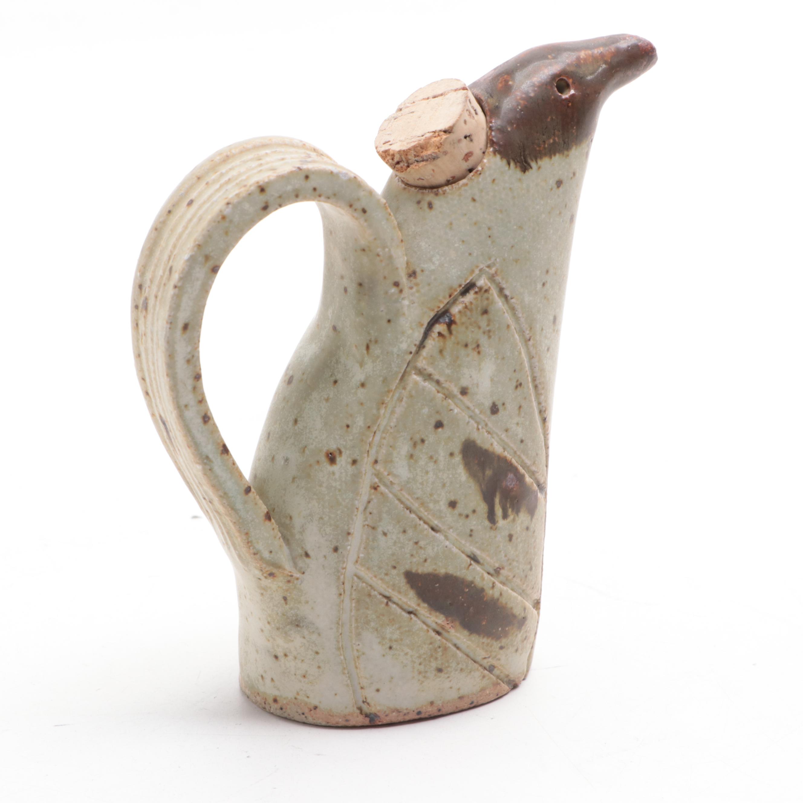 Abraham Palatnik Lucite Owl Sculpture with Bird Motif Ceramic Shakers