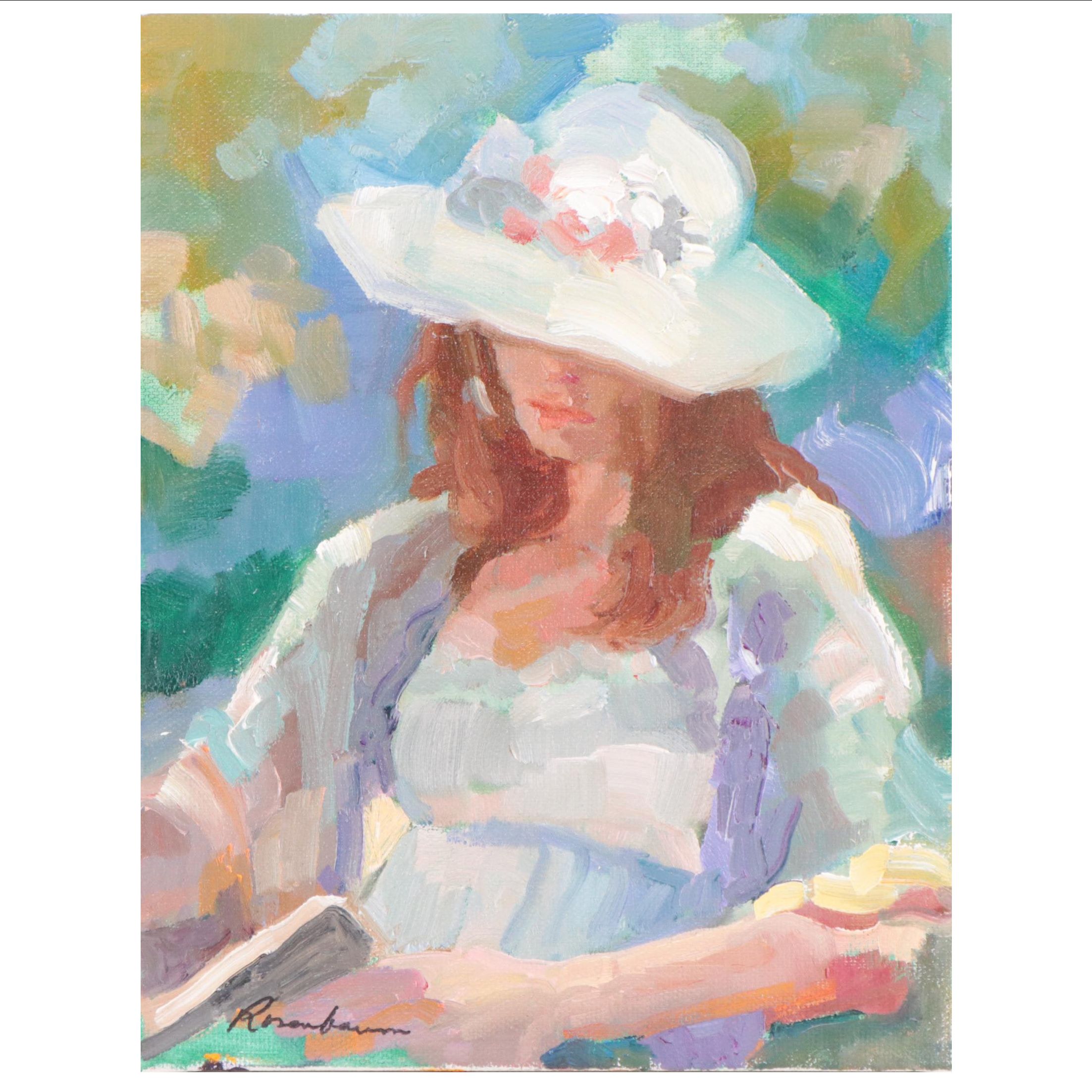 Sally Rosenbaum Oil Painting of Seated Figure, 21st Century