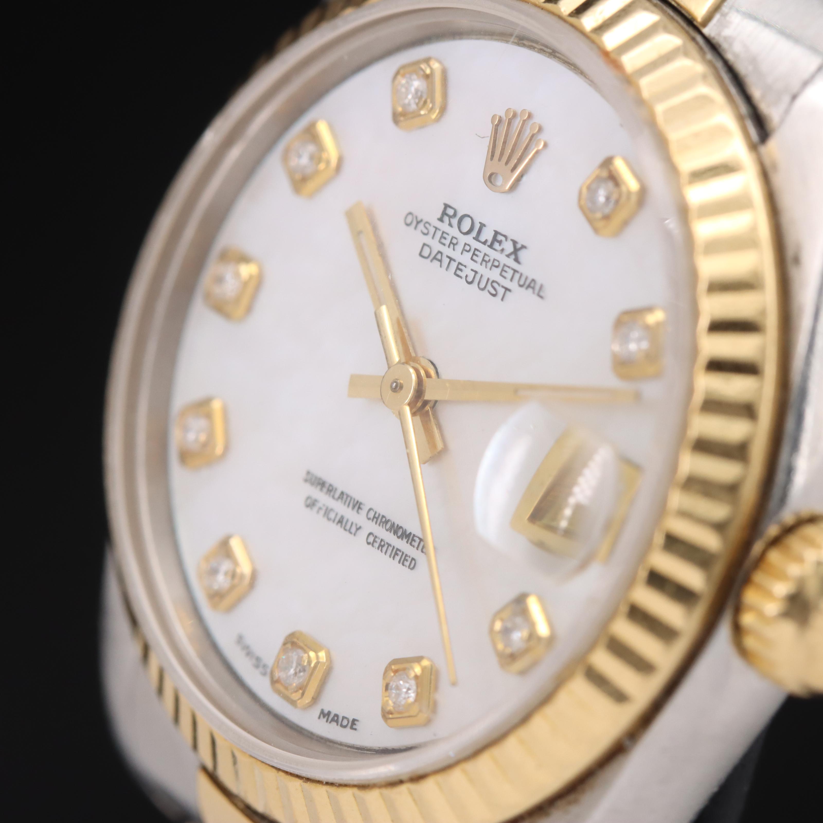 1993 Rolex Oyster Perpetual Mother-of-Pearl Diamond Custom Dial Datejust