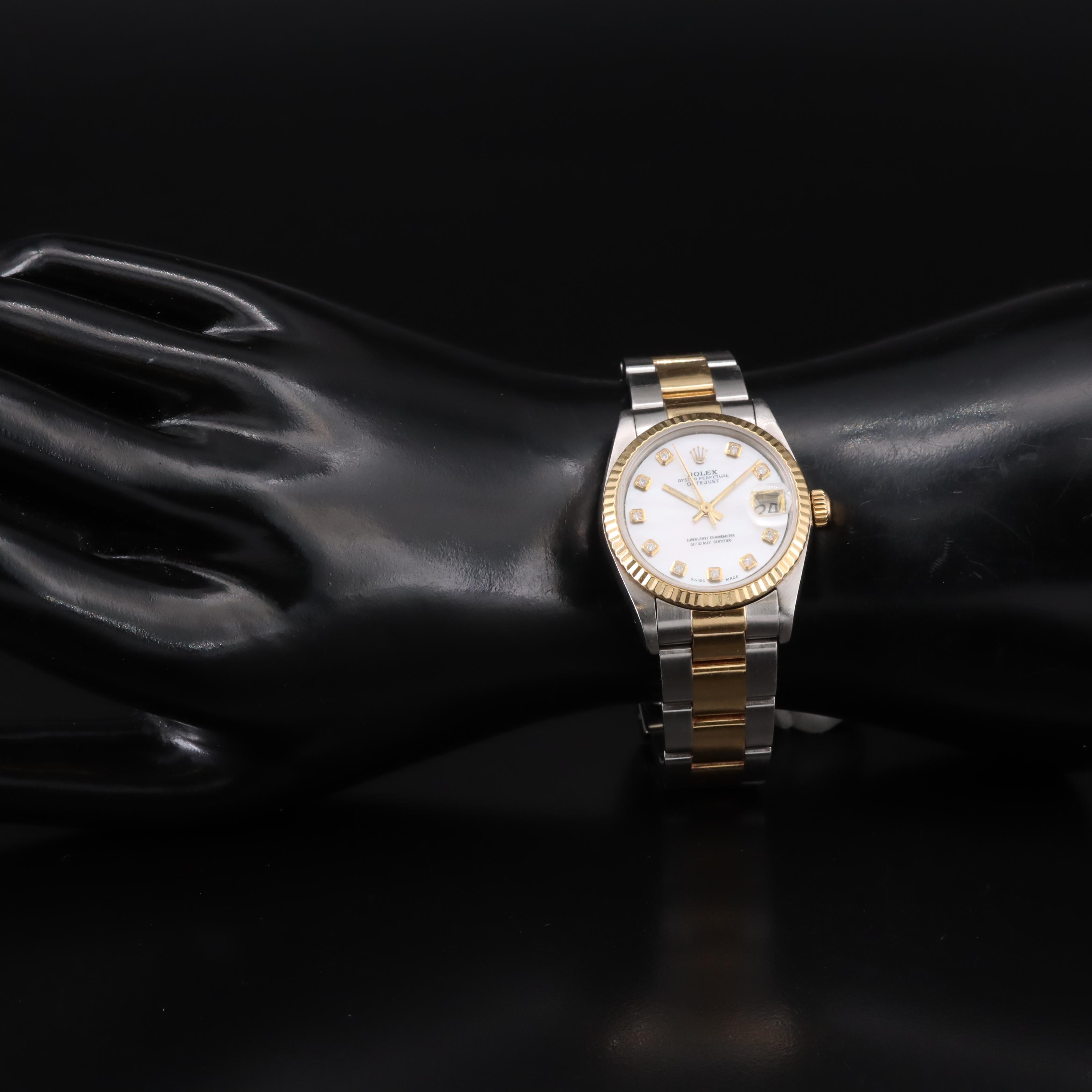 1993 Rolex Oyster Perpetual Mother-of-Pearl Diamond Custom Dial Datejust