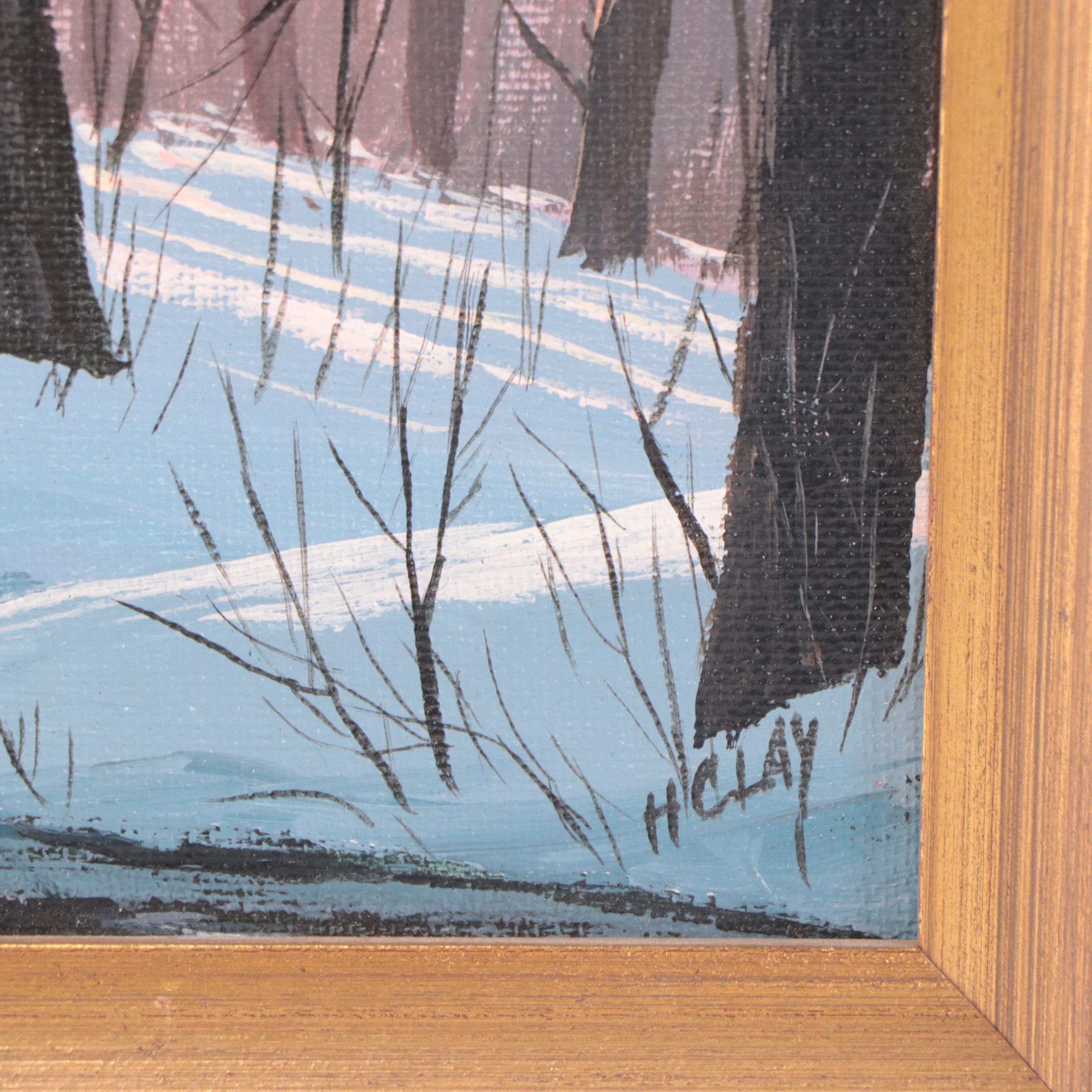 Harold Clay Oil Painting of Winter Landscape