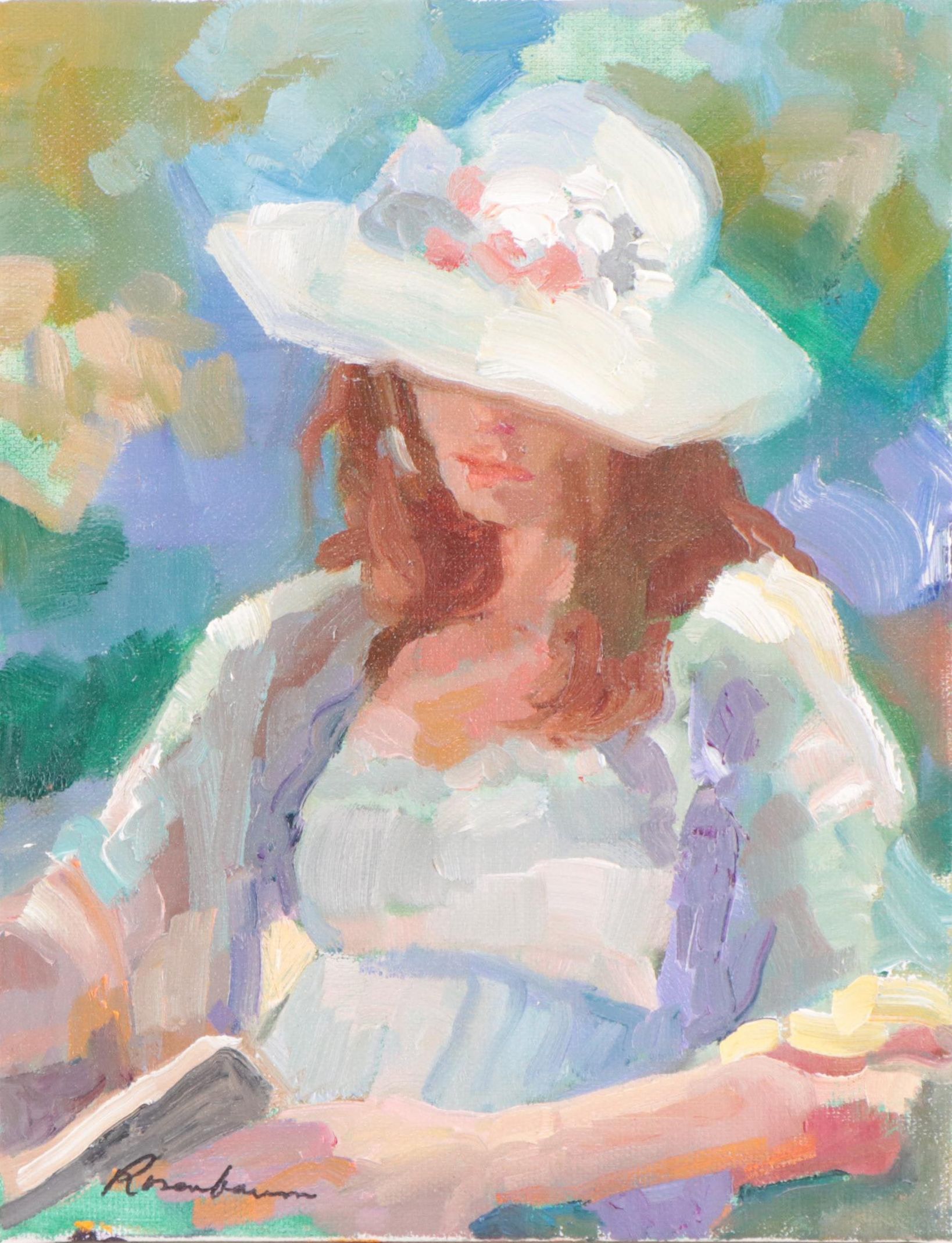 Sally Rosenbaum Oil Painting of Seated Figure, 21st Century