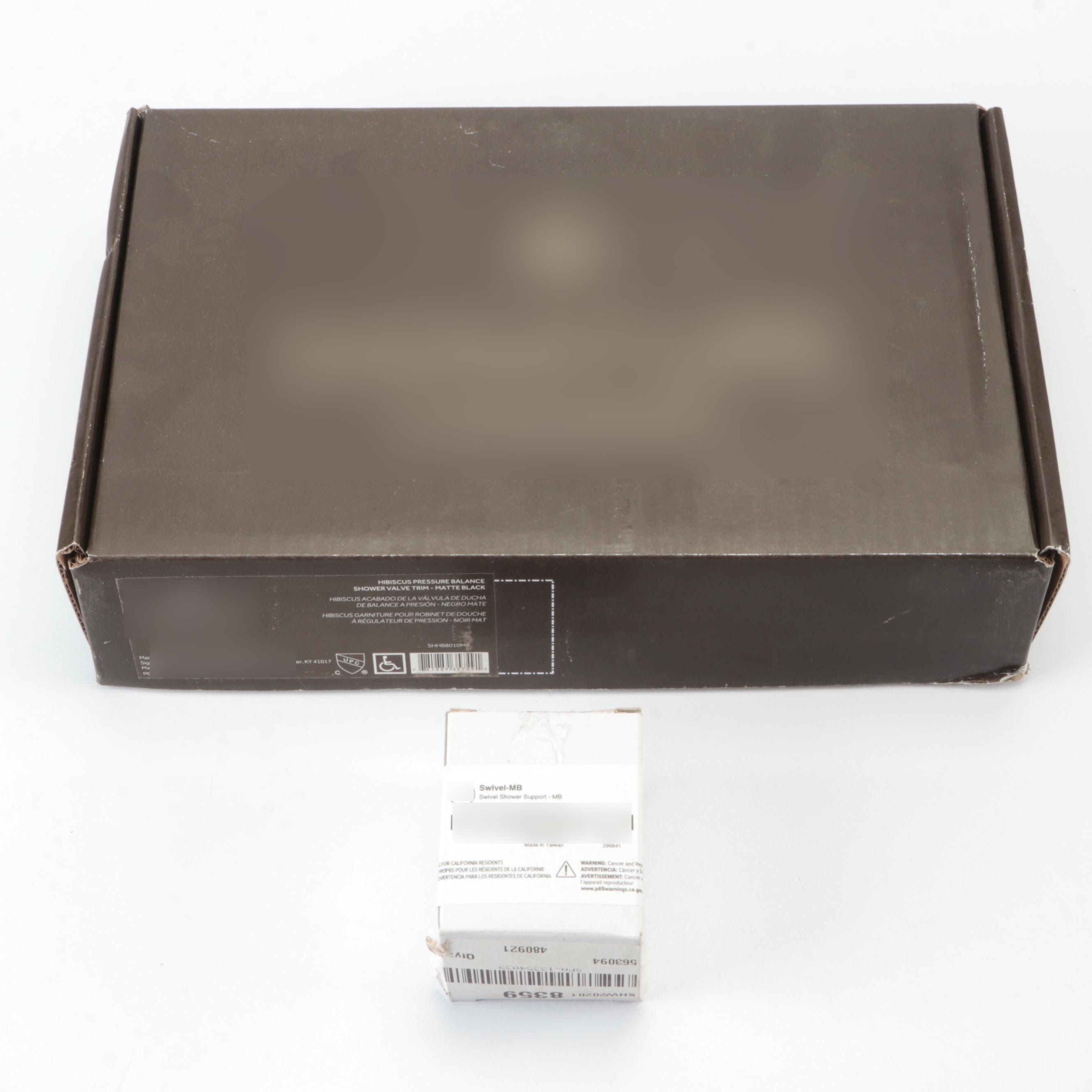 Pressure Balance Shower Valve Trim Kit and Swivel Shower Support in Matte Black