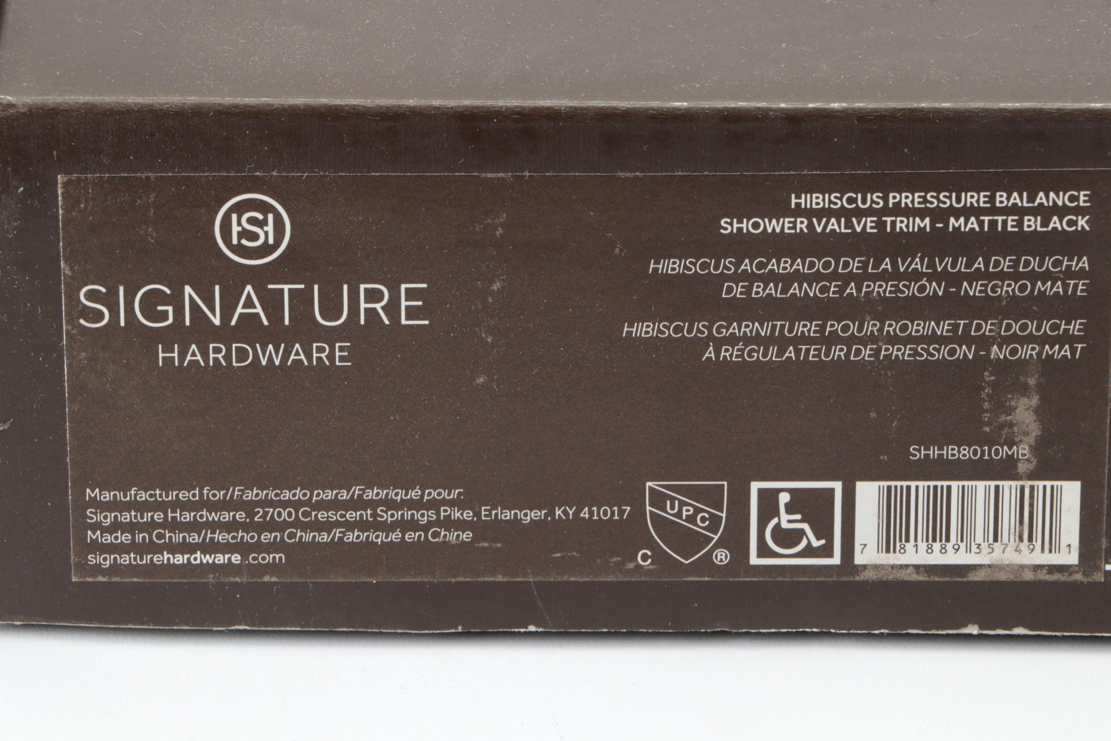 Pressure Balance Shower Valve Trim Kit and Swivel Shower Support in Matte Black