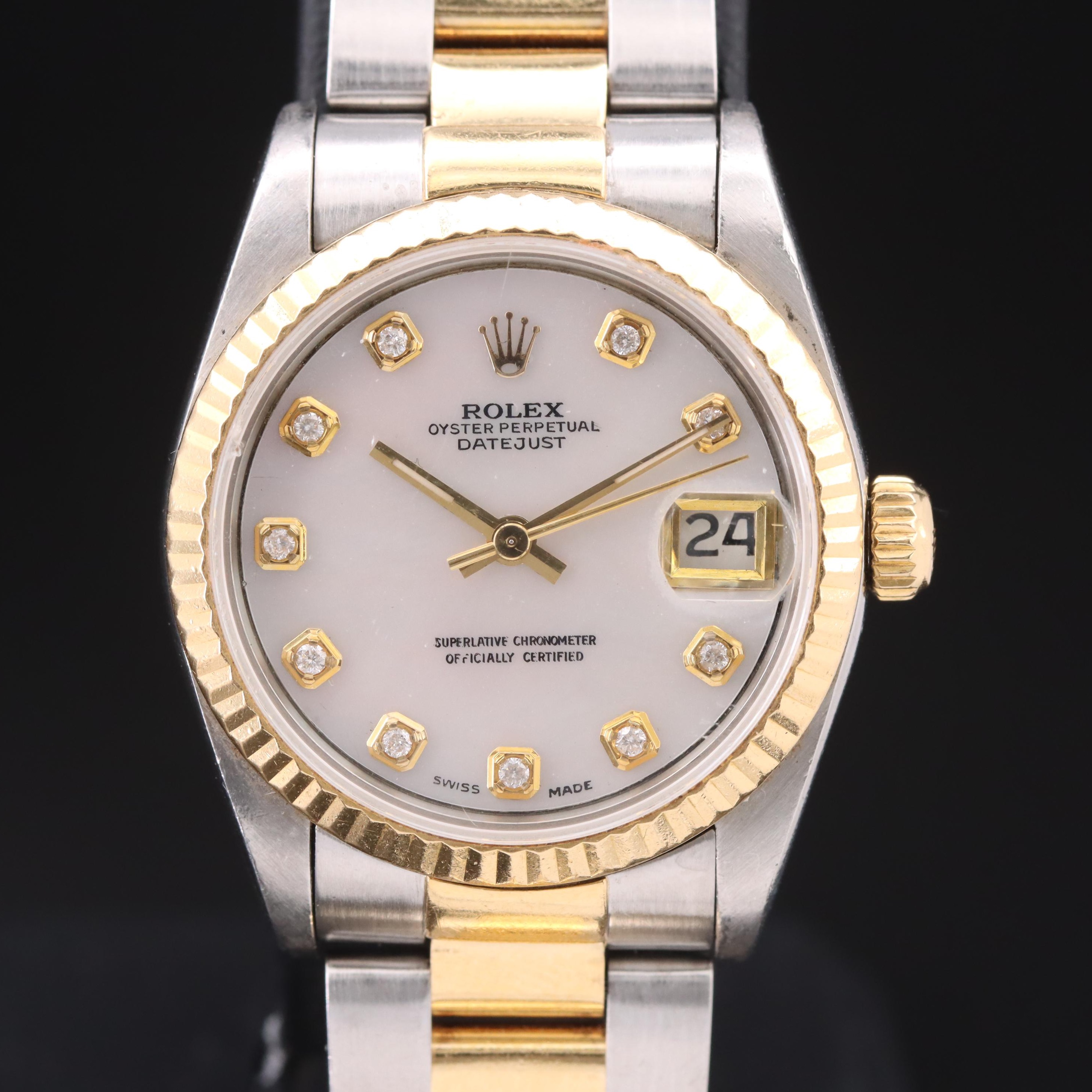 1993 Rolex Oyster Perpetual Mother-of-Pearl Diamond Custom Dial Datejust