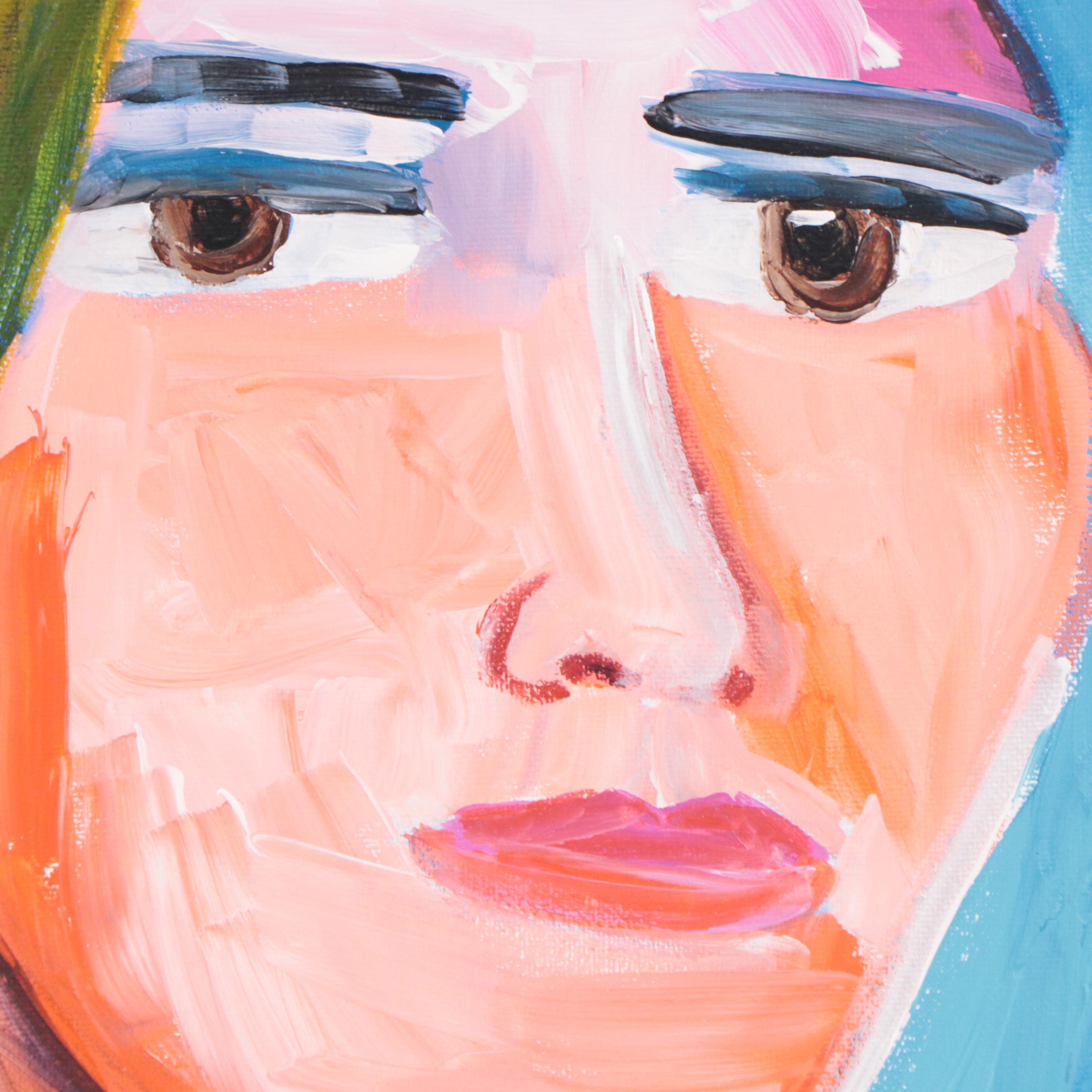 Fauvist Style Portrait Acrylic Painting, 21st Century