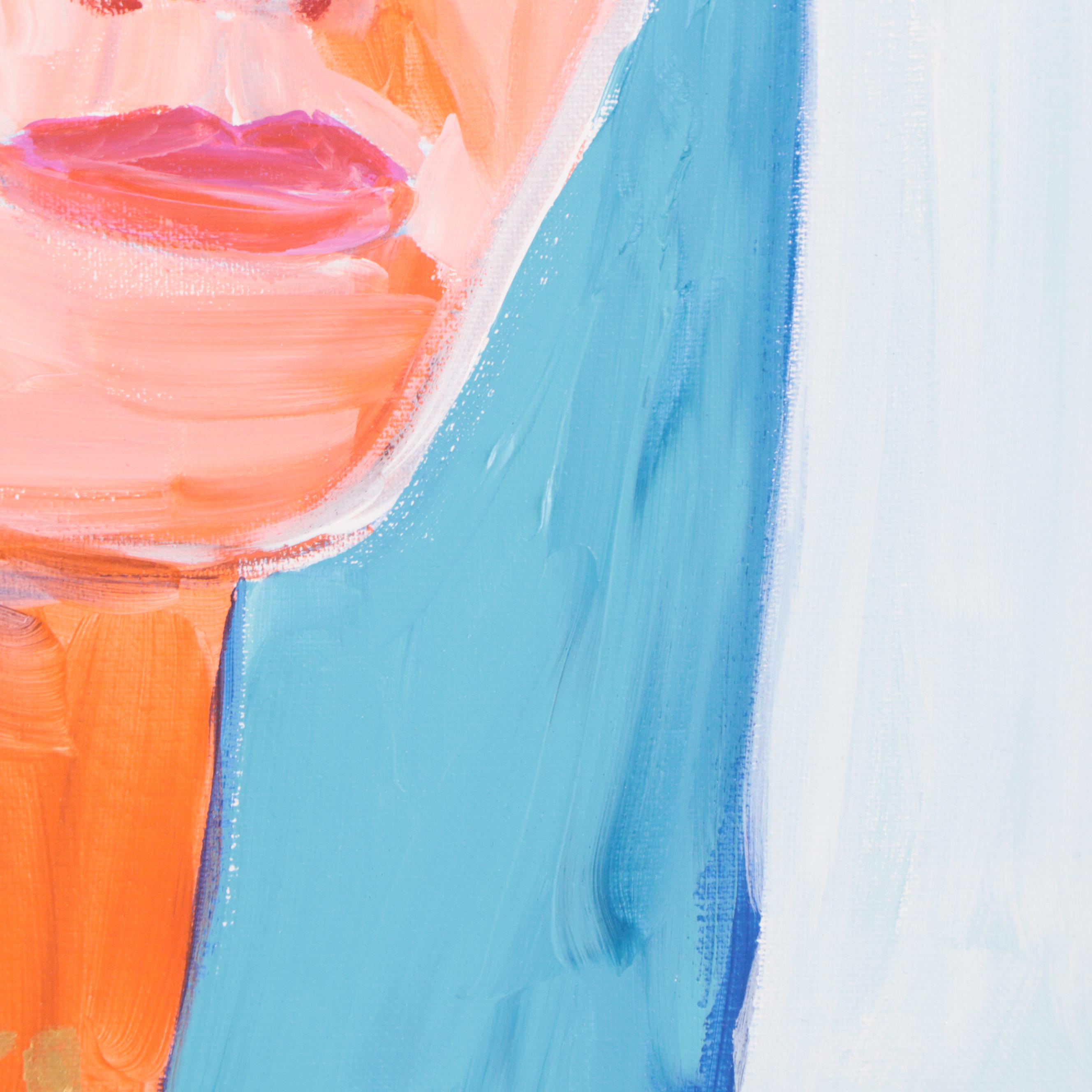 Fauvist Style Portrait Acrylic Painting, 21st Century