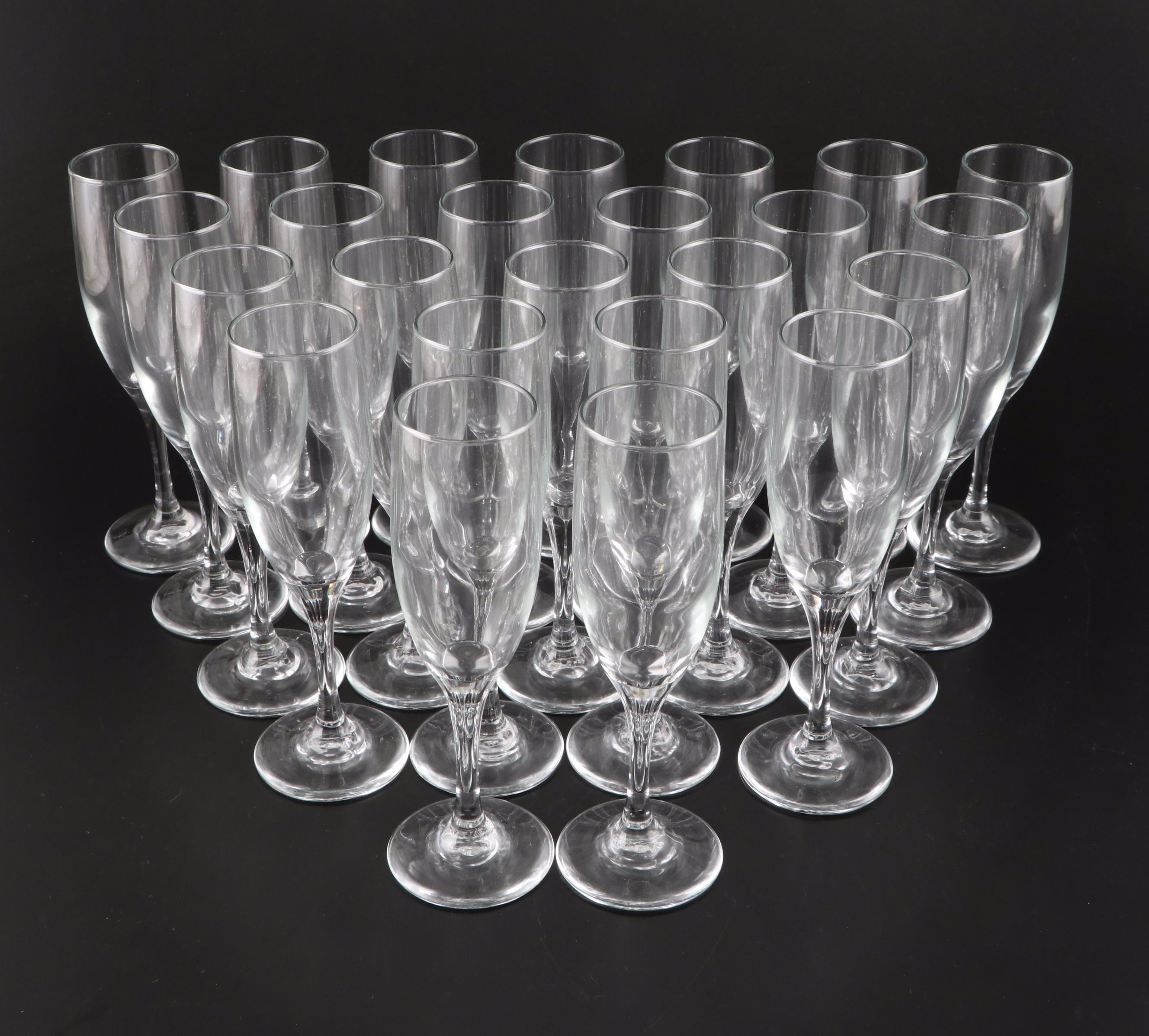 Libbey "Classic" Clear Glass Champagne Flutes and Wine Glasses