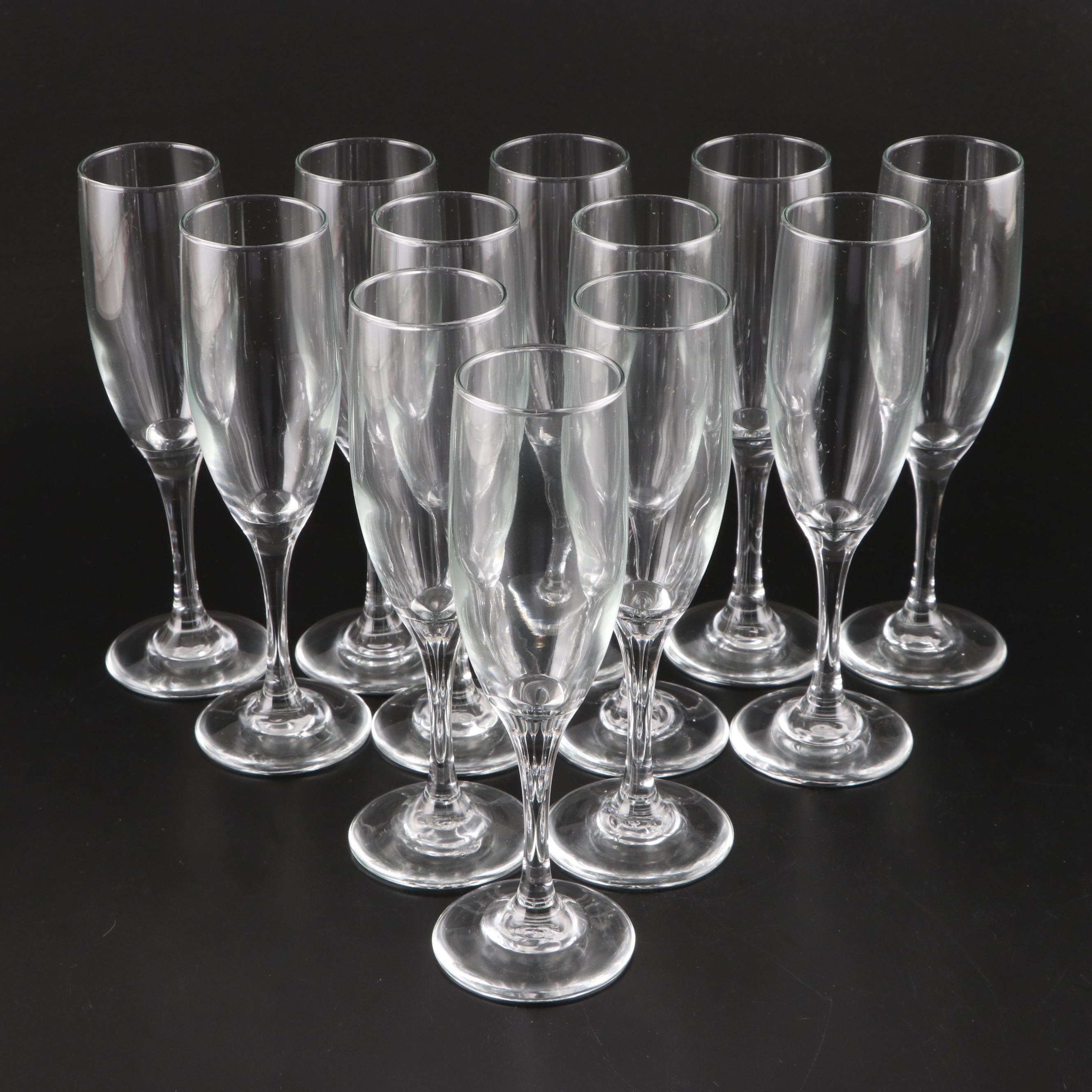 Libbey "Classic" Clear Glass Champagne Flutes and Wine Glasses