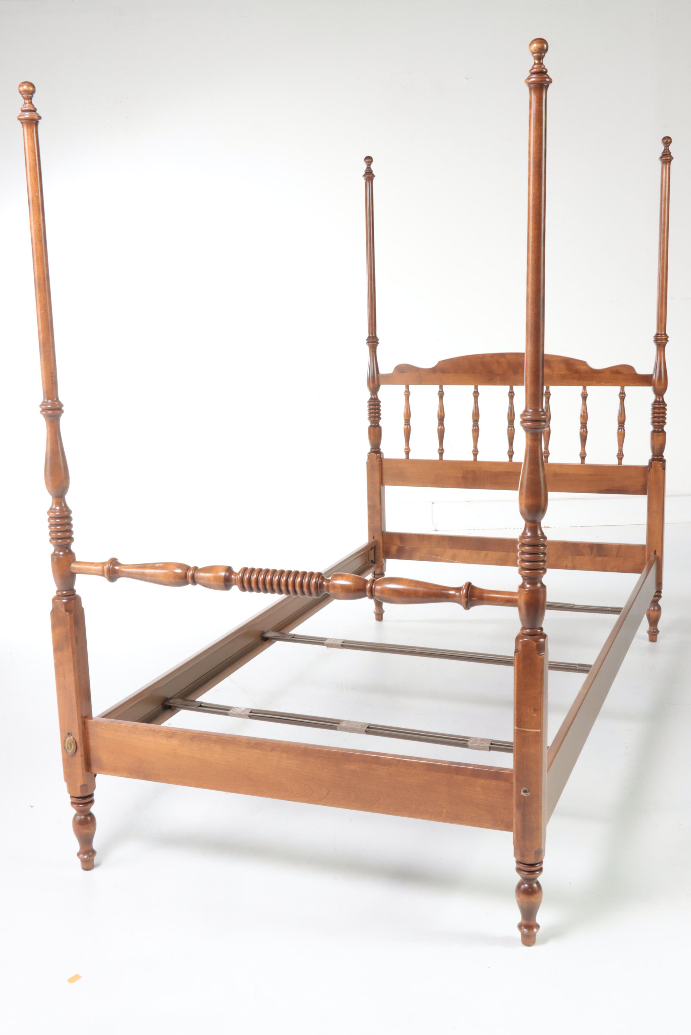 Ethan Allen Hardwood Twin Four-Poster Bed Frame