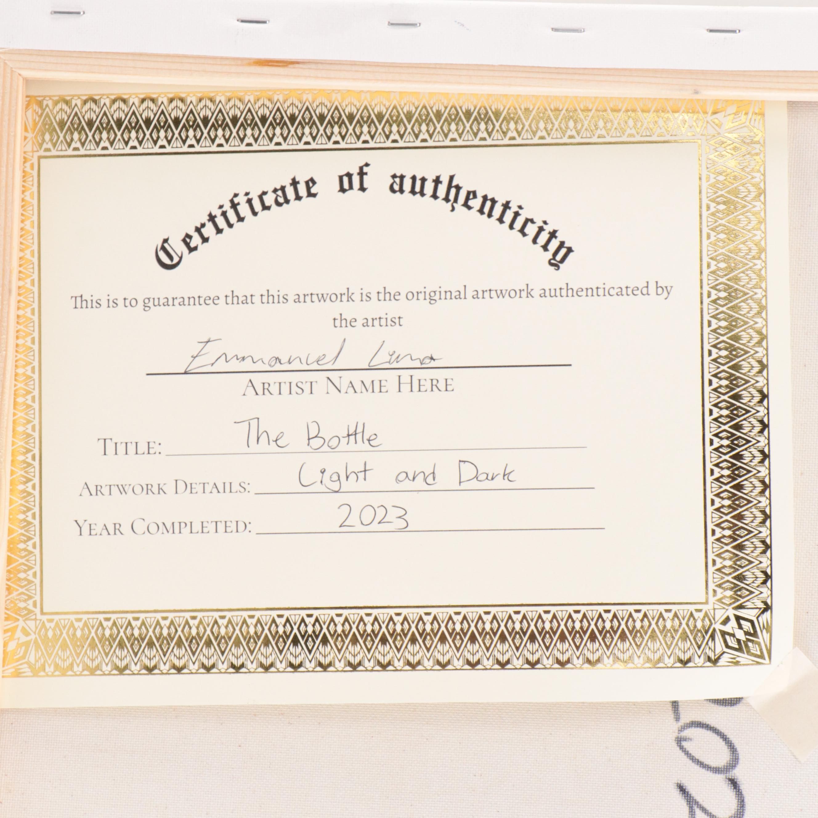 Emmanuel Lima Oil Painting "The Bottle," 2023