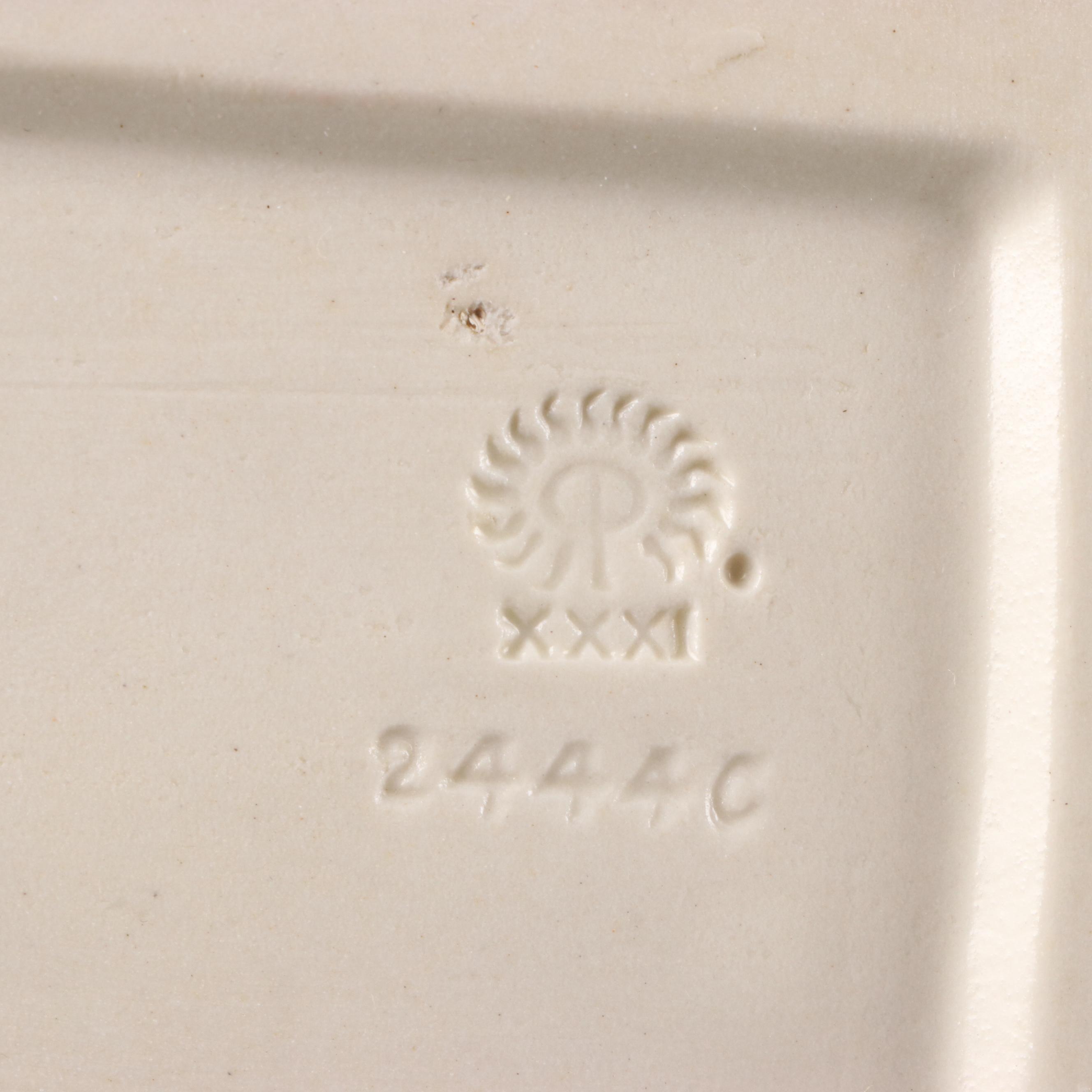 Rookwood Pottery Ivory Glaze Elephant Bookends with Bird on Leaf Figurine