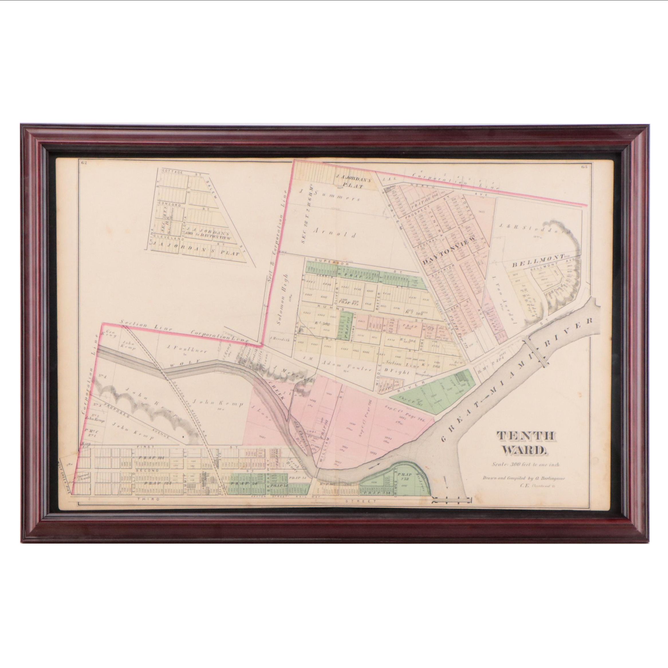 Lithograph Map "Tenth Ward," 1871