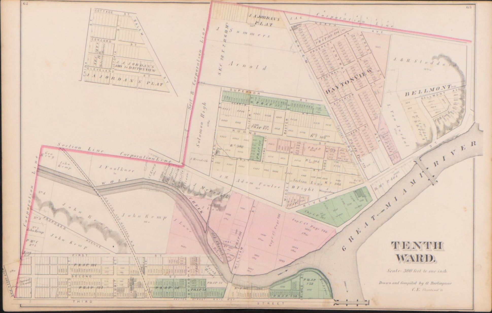 Lithograph Map "Tenth Ward," 1871