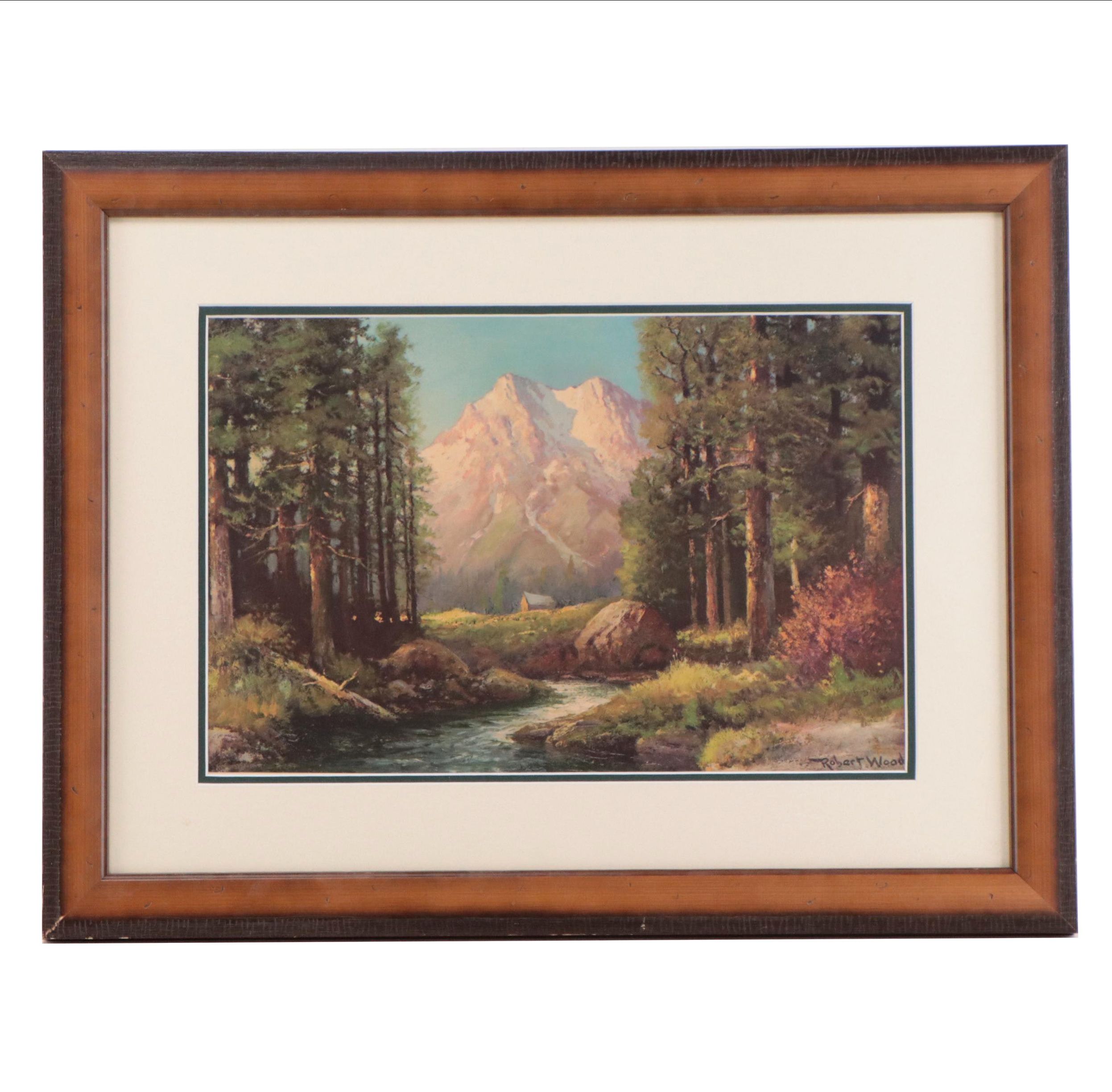 Robert Wood Landscape Offset Lithograph, Mid-20th Century