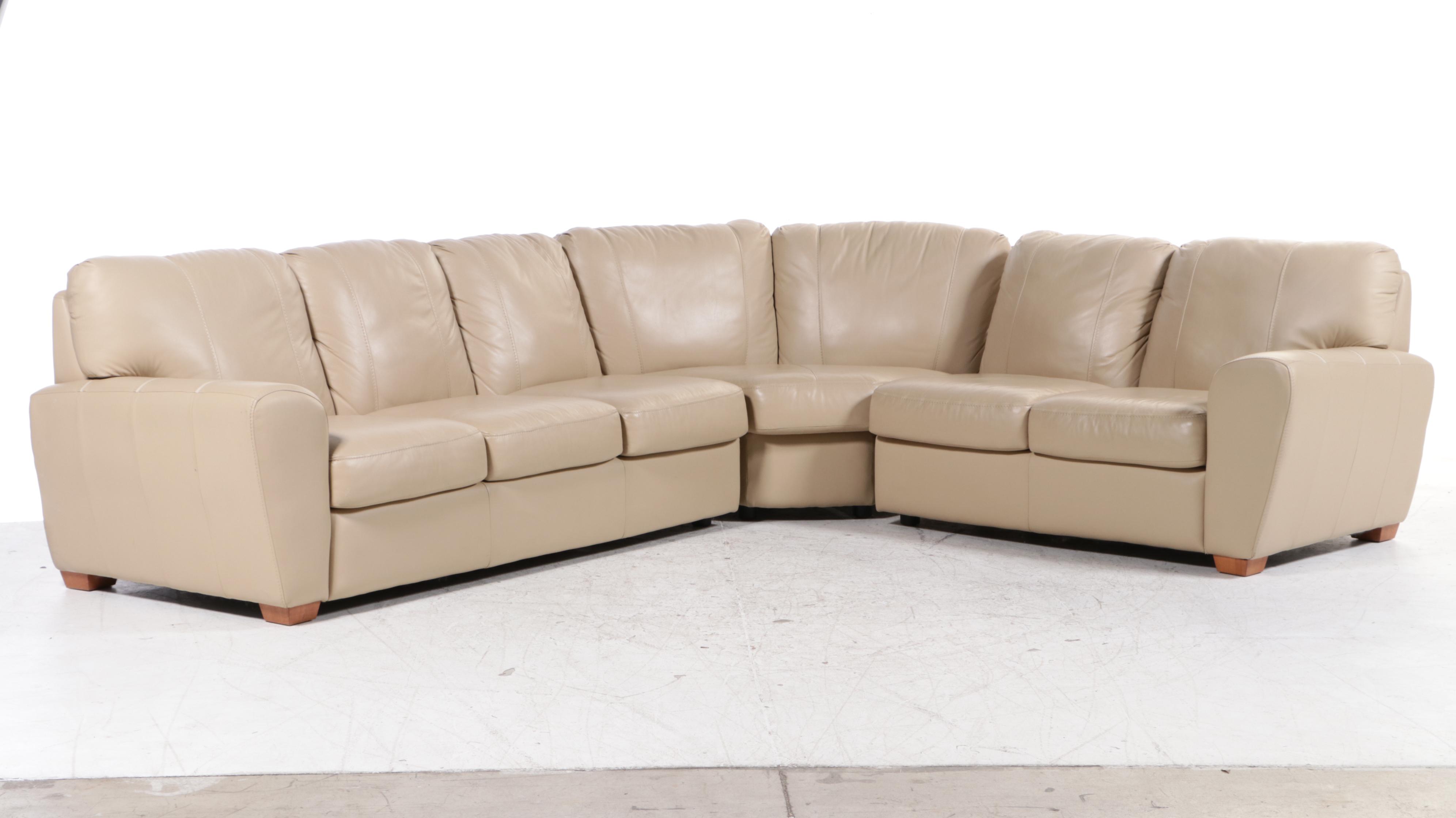 Furniture by Otmar "Jaymar" Leather Sectional Sofa and Ottoman