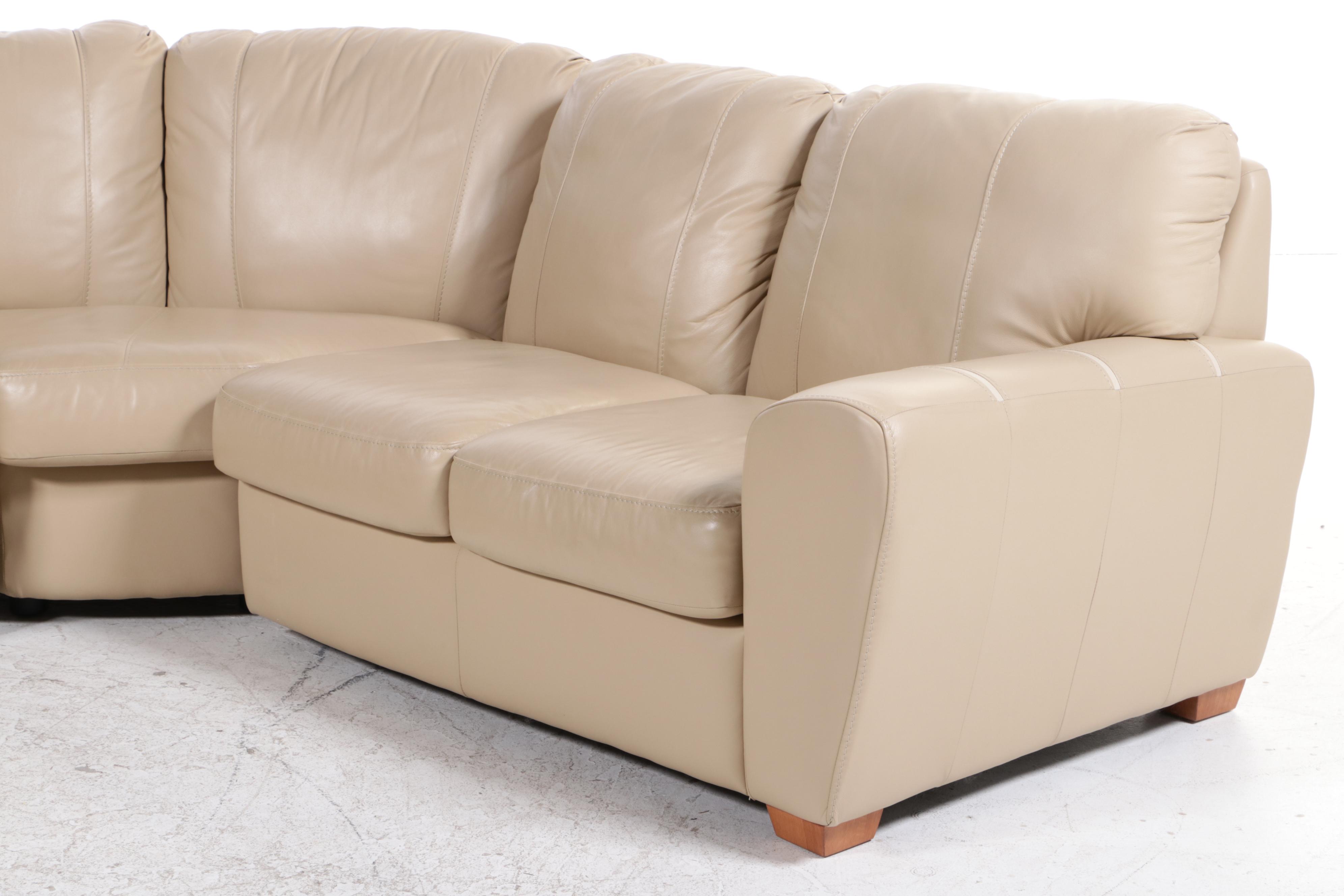 Furniture by Otmar "Jaymar" Leather Sectional Sofa and Ottoman