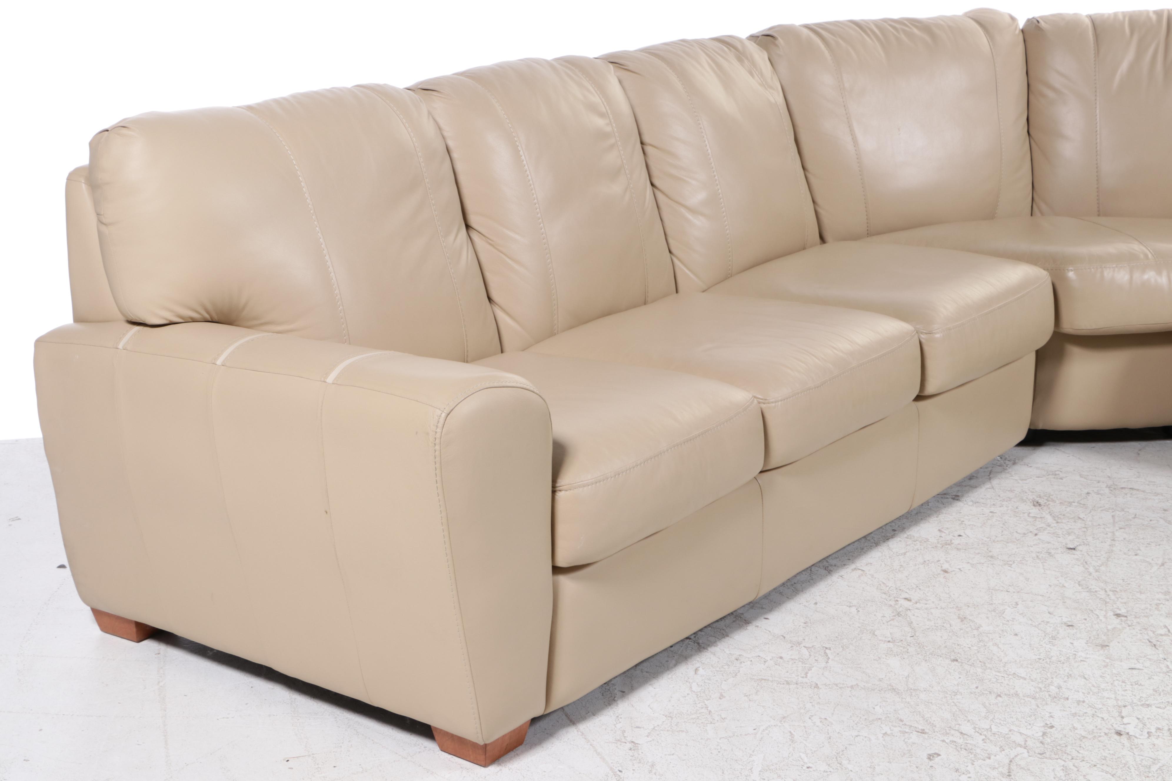 Furniture by Otmar "Jaymar" Leather Sectional Sofa and Ottoman