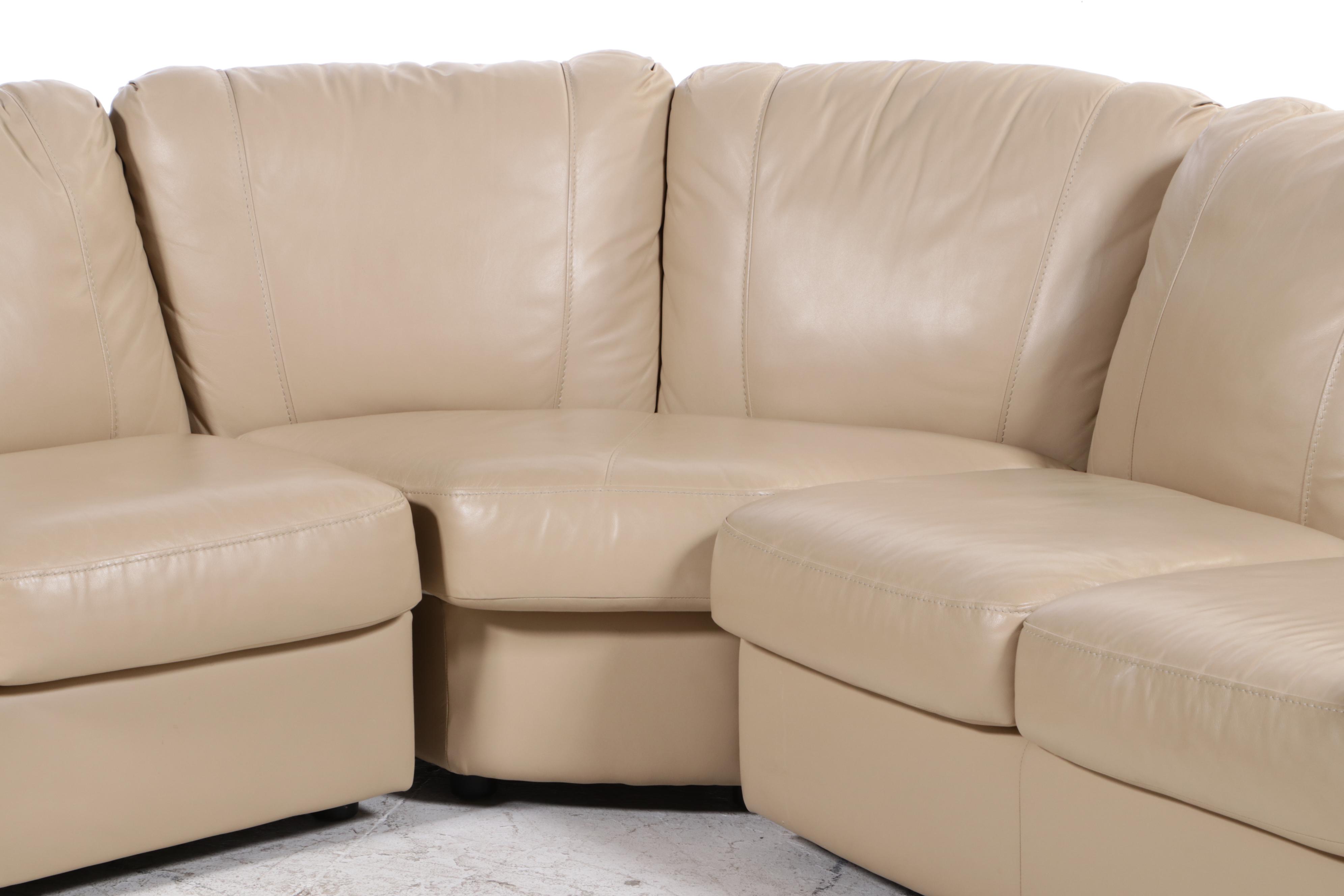 Furniture by Otmar "Jaymar" Leather Sectional Sofa and Ottoman