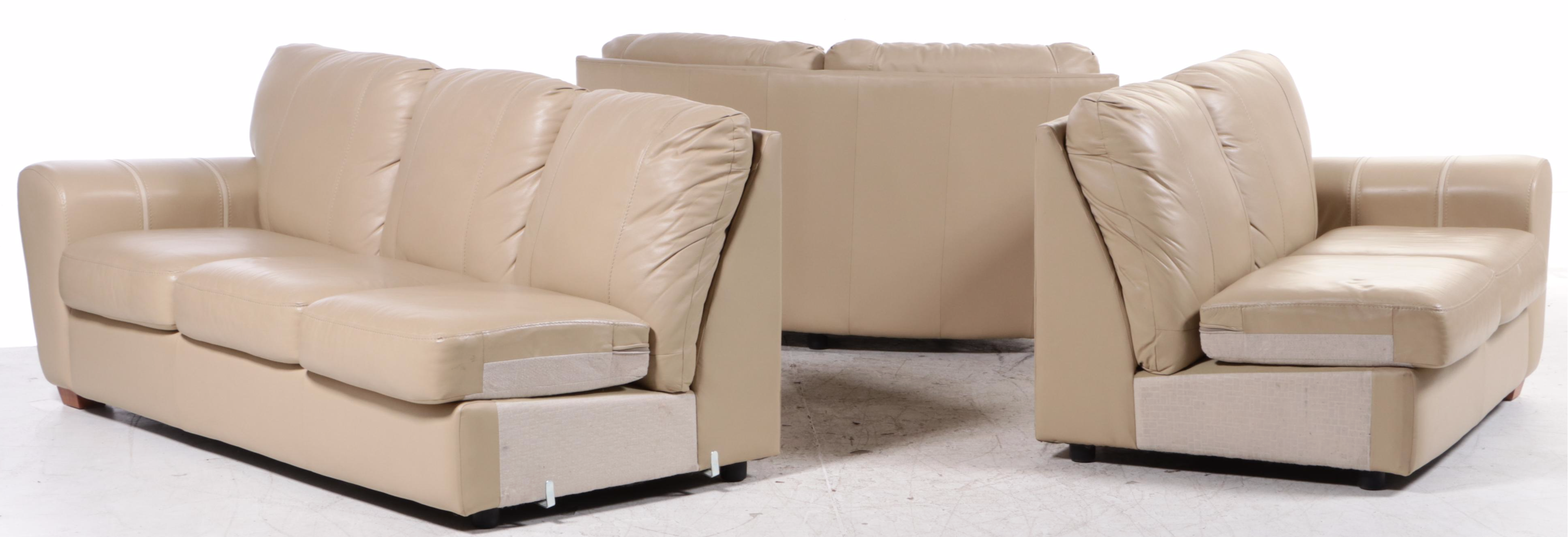 Furniture by Otmar "Jaymar" Leather Sectional Sofa and Ottoman