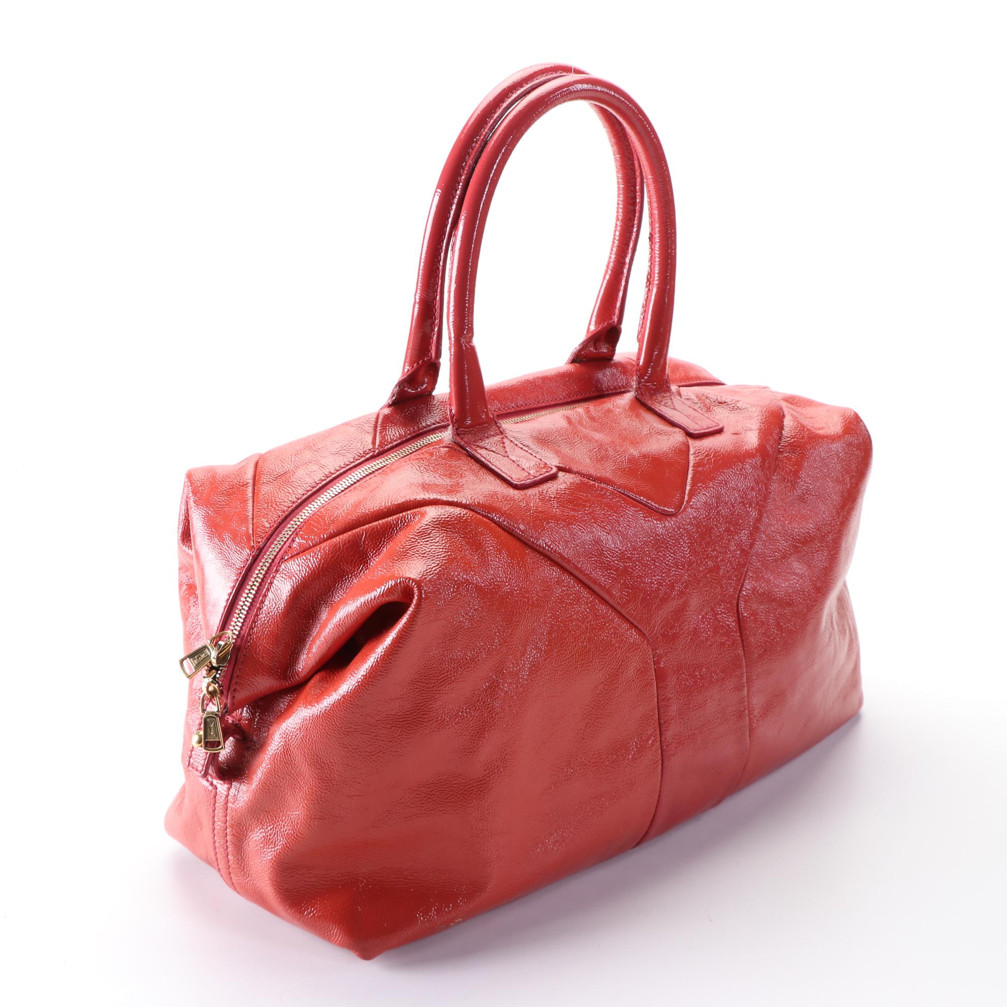 Yves Saint Laurent Easy Y Tote Bag in Red Textured Patent Leather