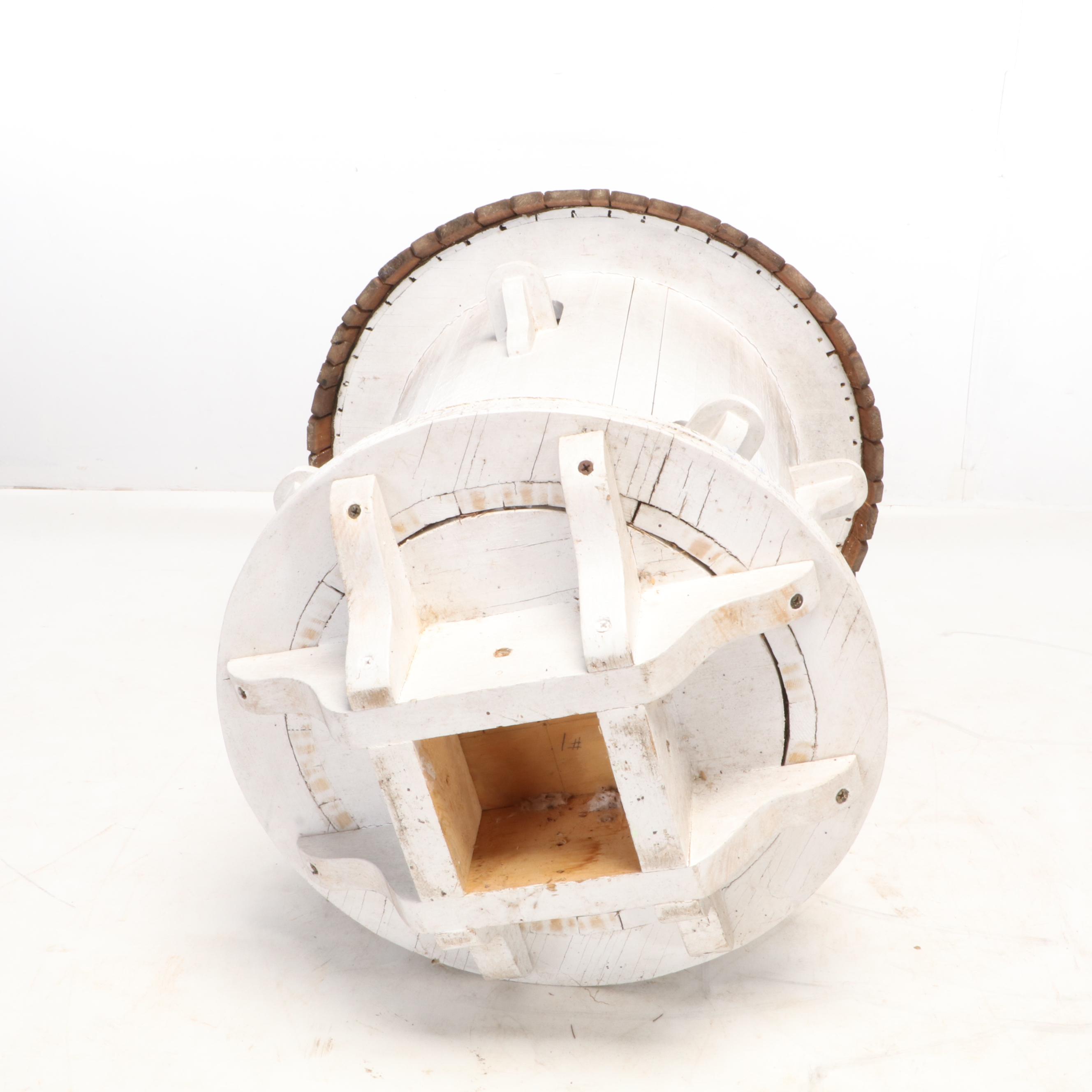 White Painted Cedar Wood Post Mounted Shingled Bird House