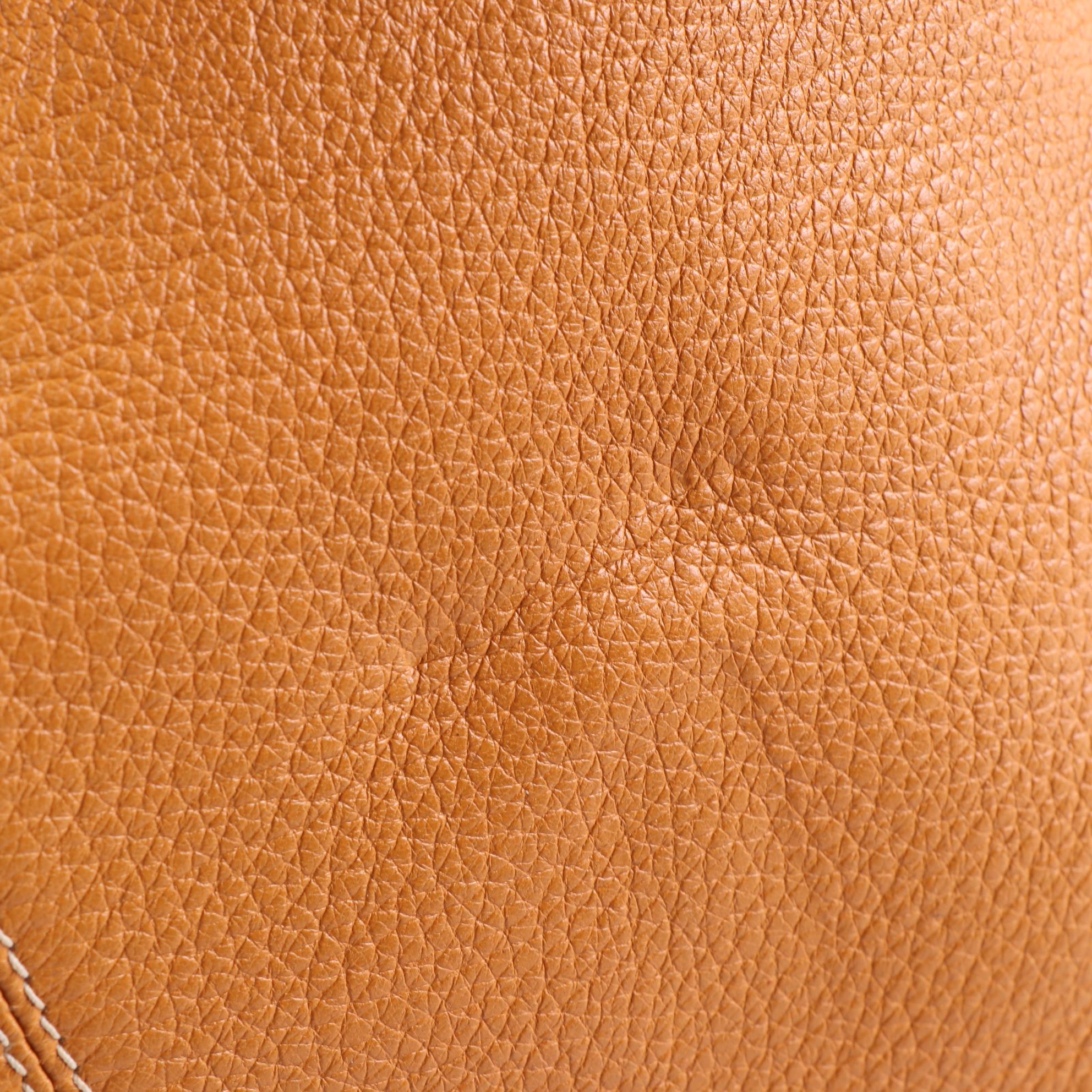 Fendi Top Handle Handbag in Pebbled Leather with Contrast Stitch Detail