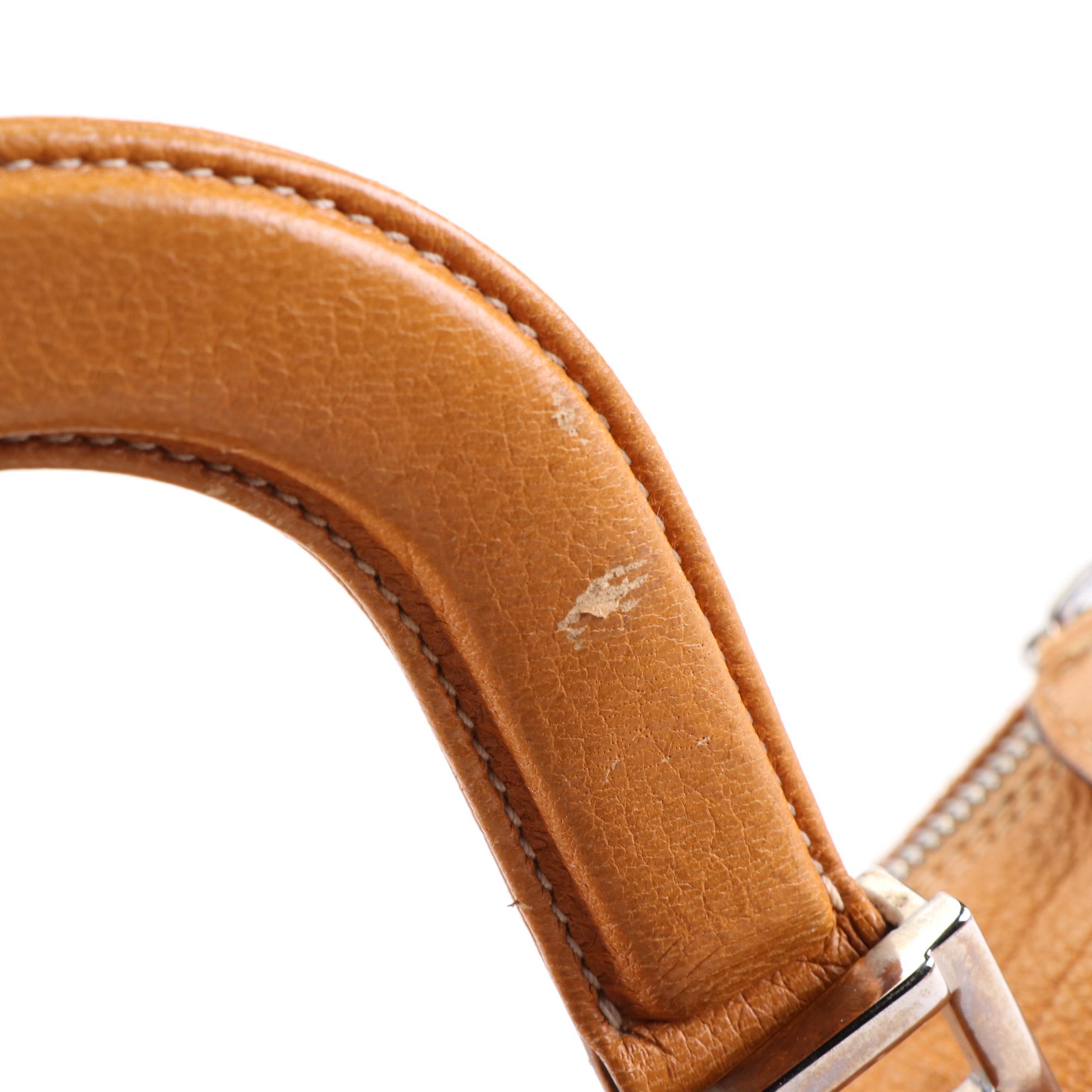 Fendi Top Handle Handbag in Pebbled Leather with Contrast Stitch Detail