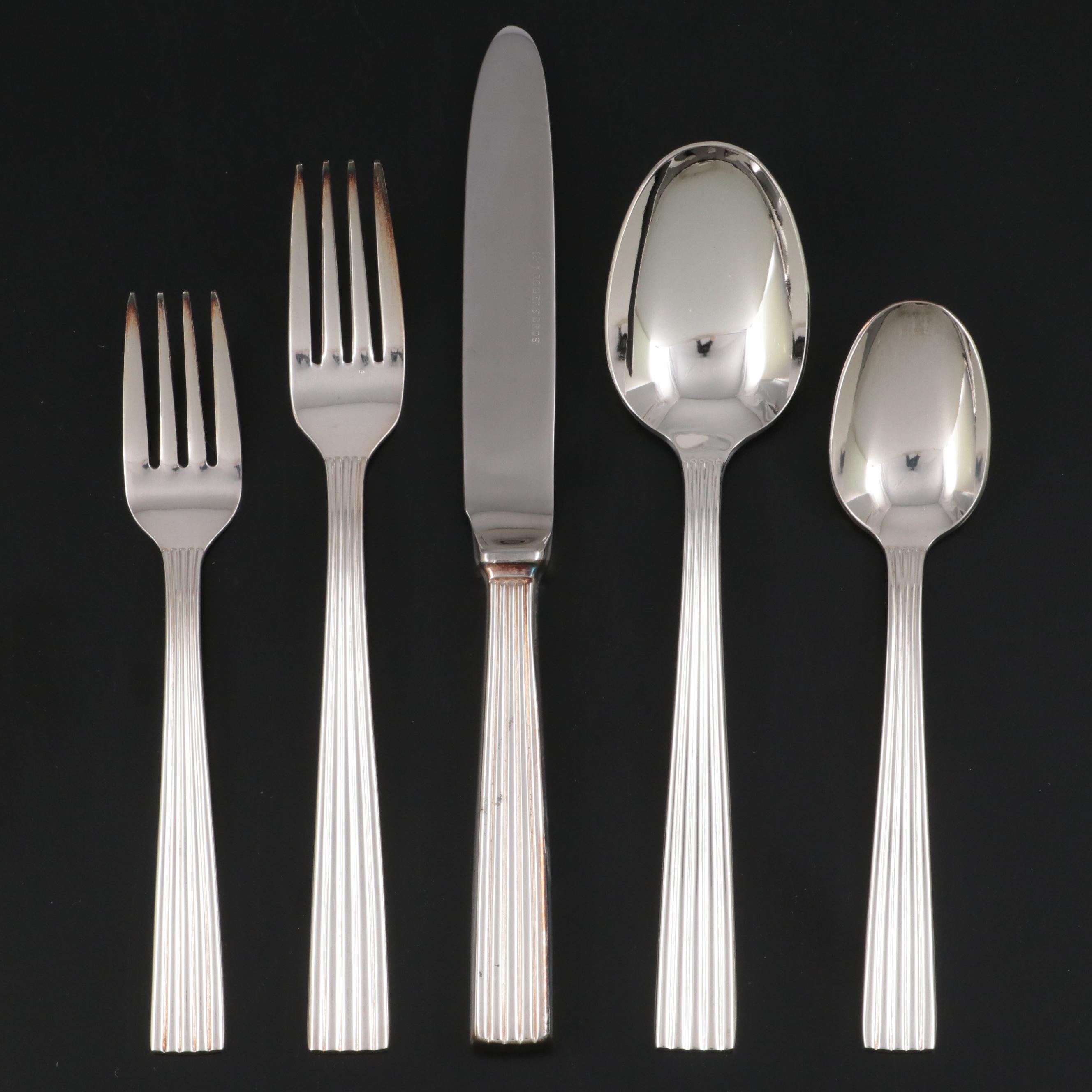 Rogers Bros Silver Plate Flatware Set for Twelve with Storage Case