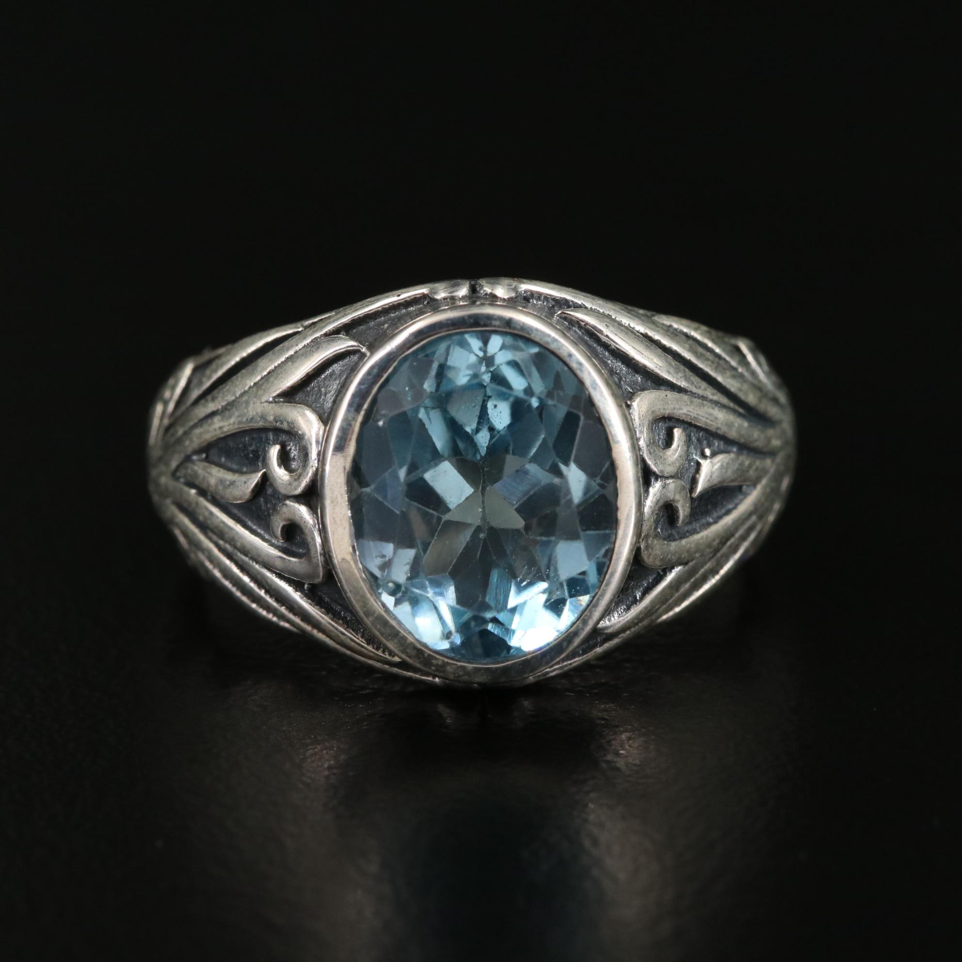 Sterling Blue Topaz Oval Ring