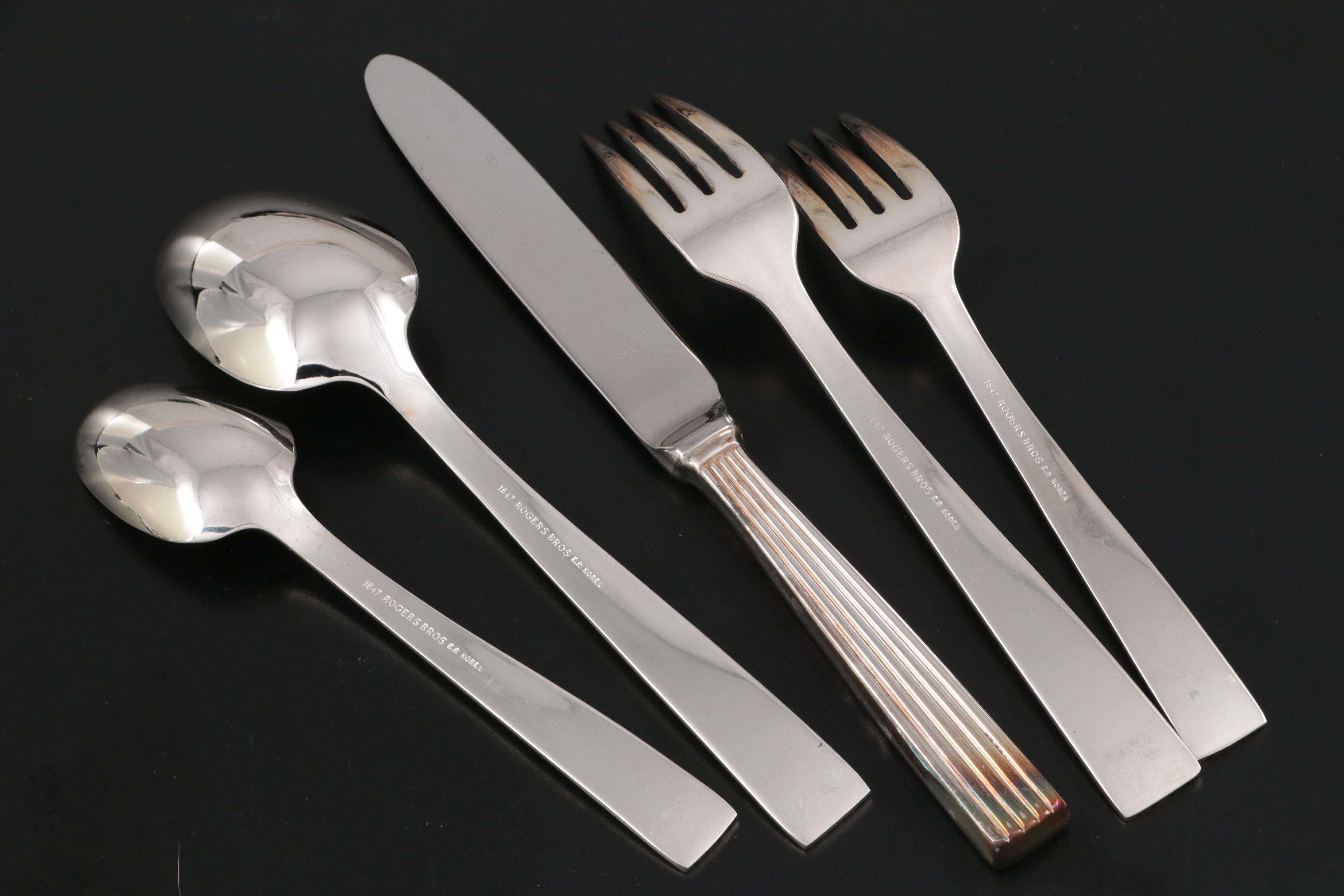 Rogers Bros Silver Plate Flatware Set for Twelve with Storage Case