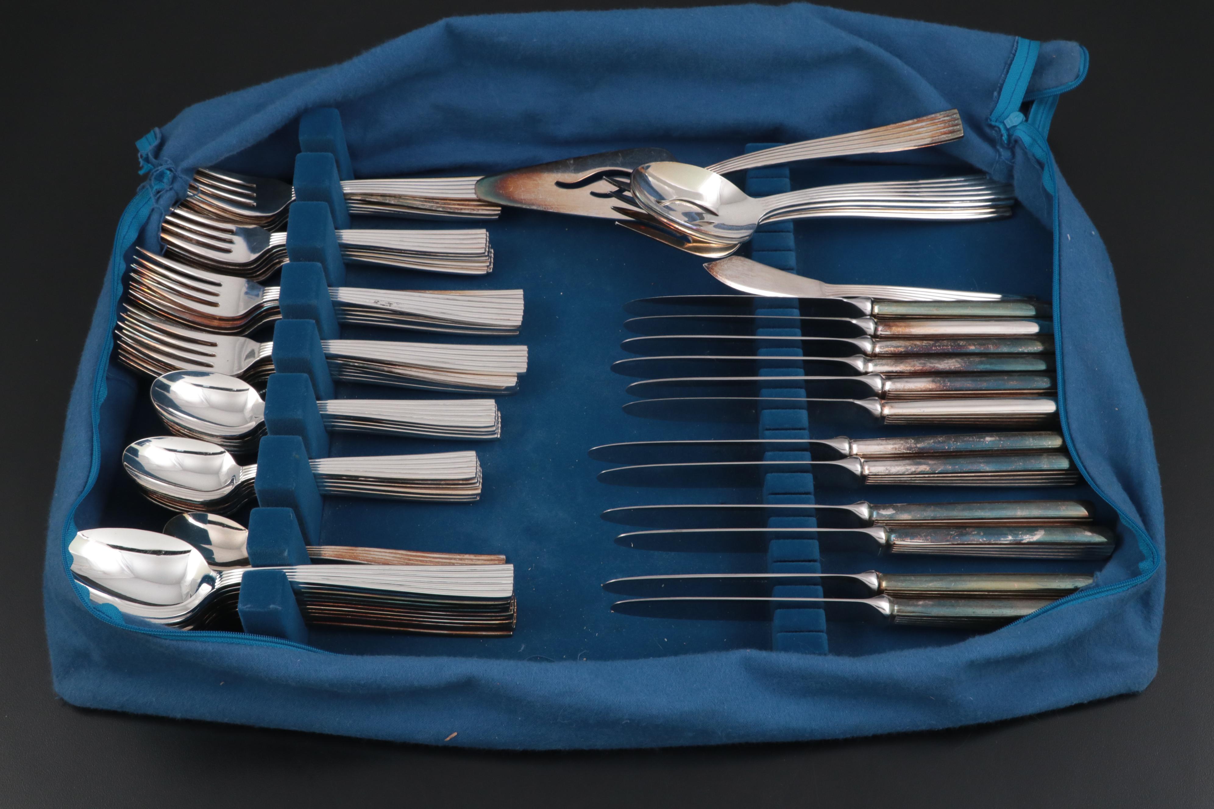 Rogers Bros Silver Plate Flatware Set for Twelve with Storage Case