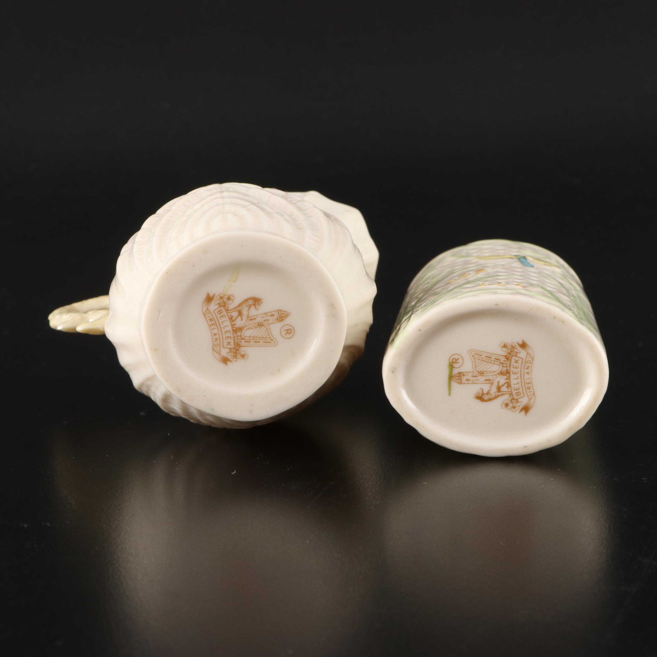 Belleek Porcelain Vases, Plate, Candle, Creamer and Holy Water Font