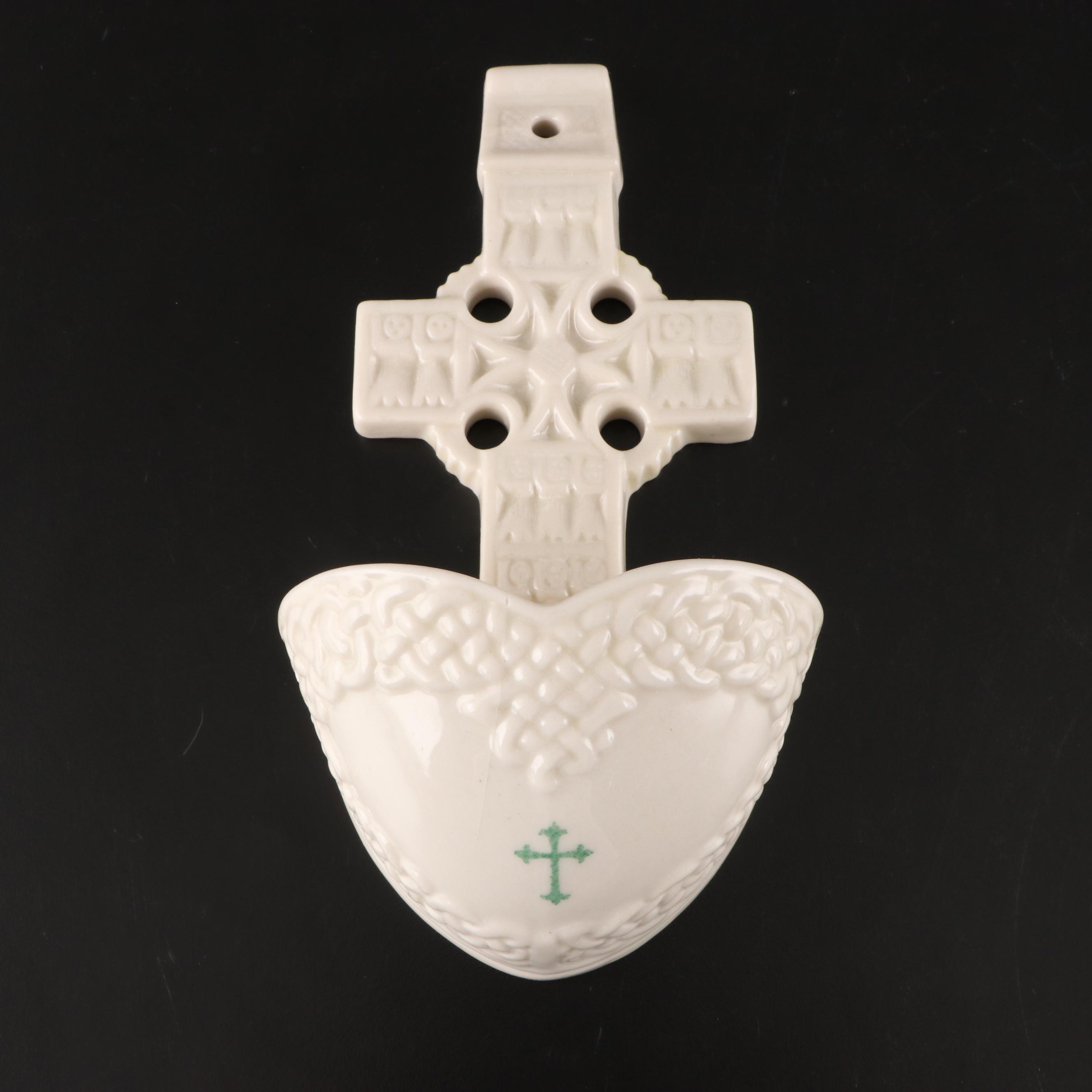 Belleek Porcelain Vases, Plate, Candle, Creamer and Holy Water Font