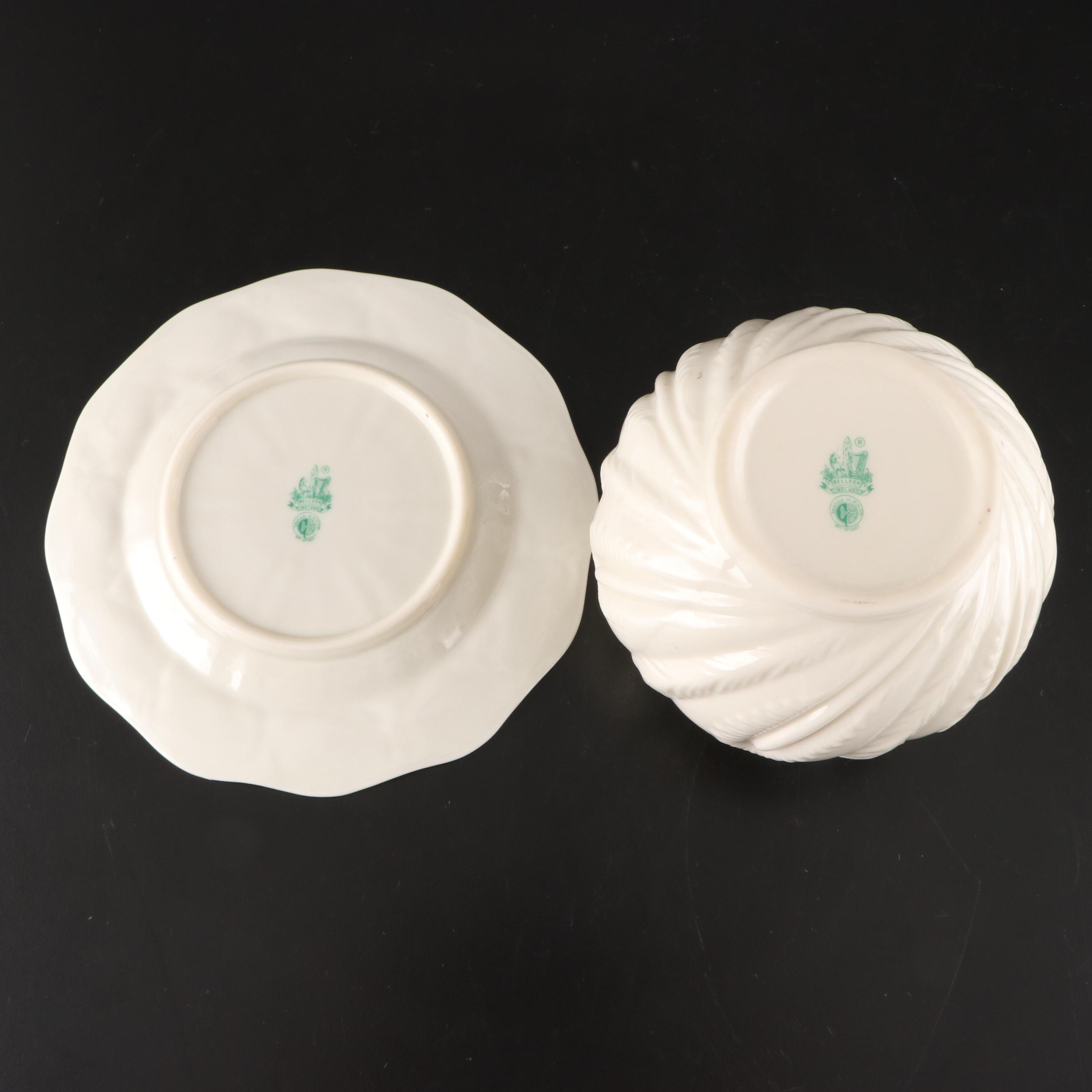 Belleek Porcelain Vases, Plate, Candle, Creamer and Holy Water Font