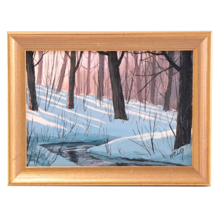 Harold Clay Oil Painting of Winter Landscape