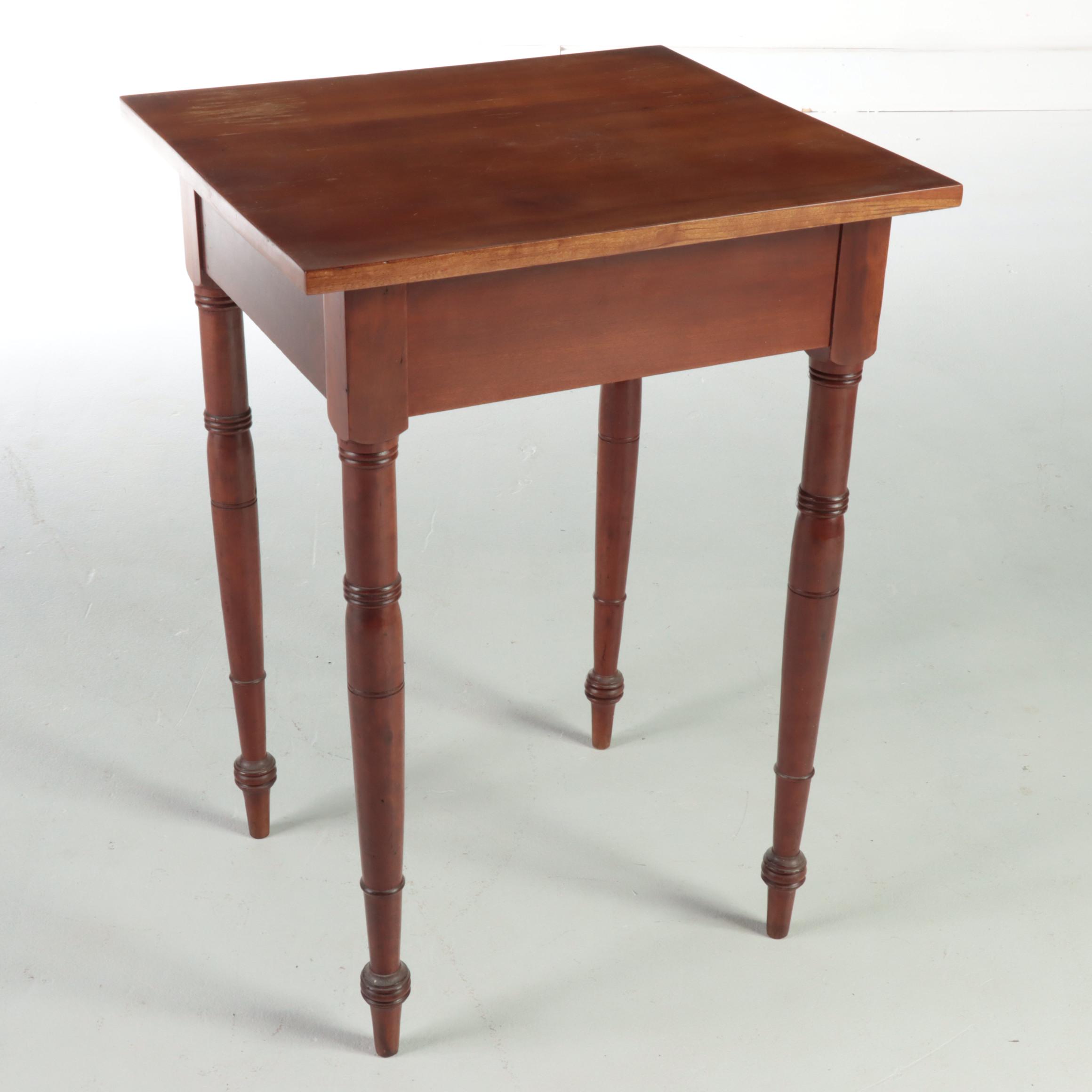 American Sheraton Style Cherry Single Drawer Side Table