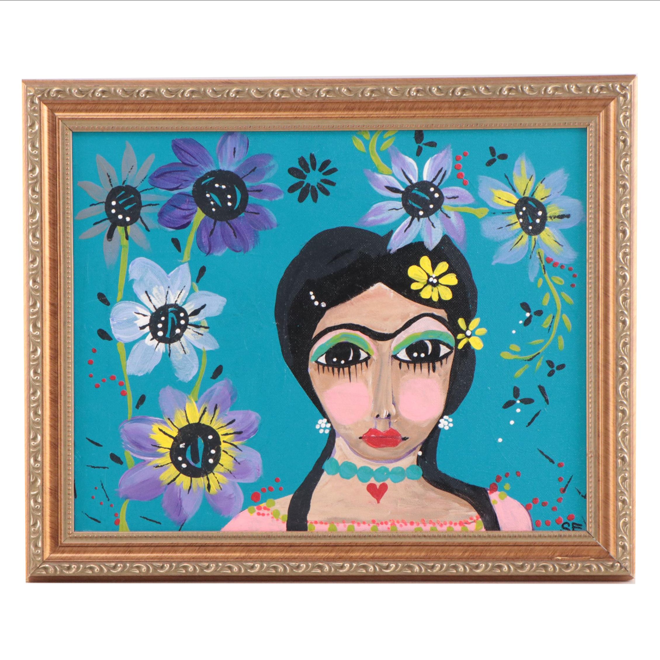 Shannon Eaton Acrylic Painting "Frida in her Garden," 2018